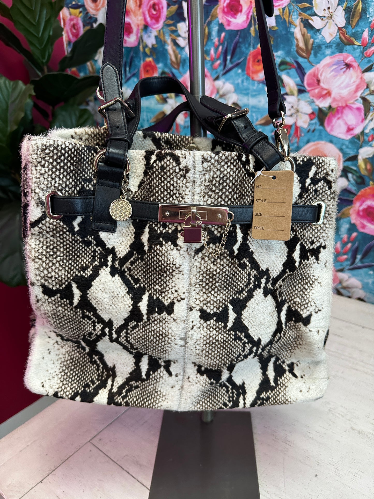 Pre Owned Reiss Bleek Padlock Calf Hair Tote