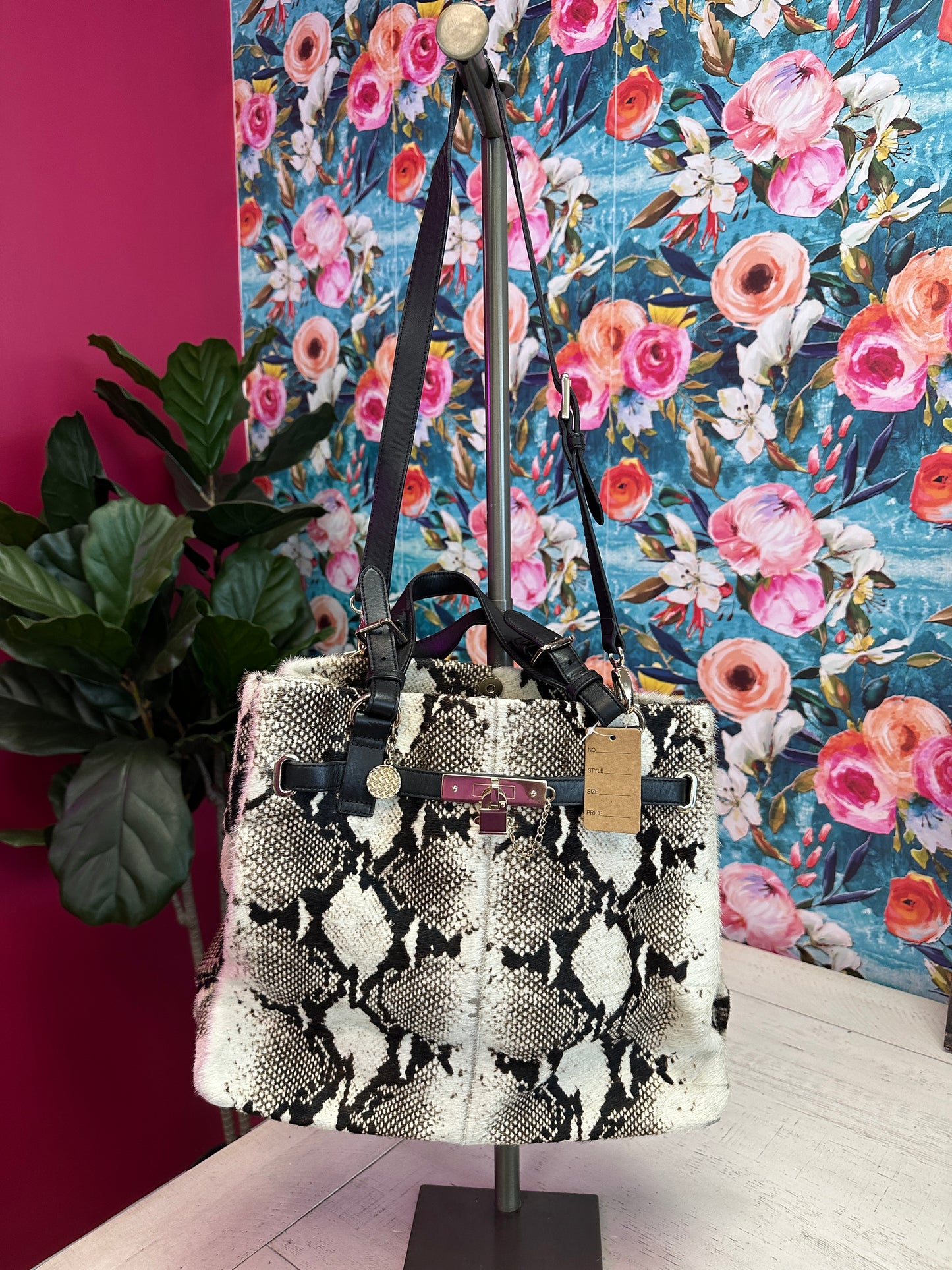 Pre Owned Reiss Bleek Padlock Calf Hair Tote