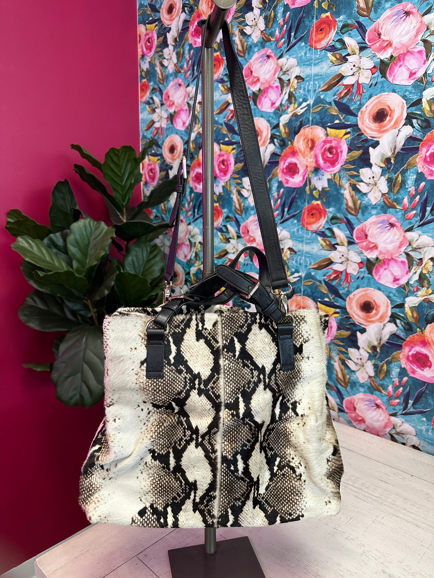 Pre Owned Reiss Bleek Padlock Calf Hair Tote