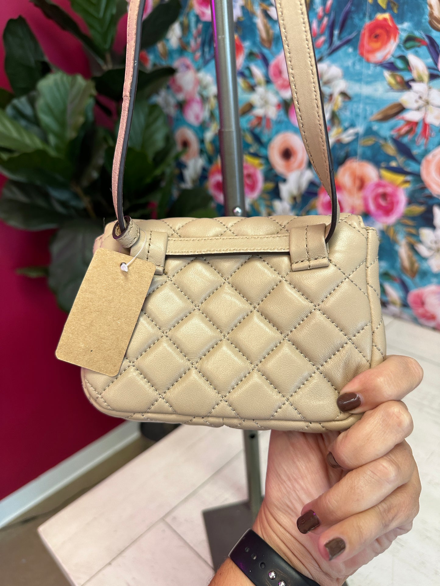 Pre Owned Michael Kors Quilted Beige Belt Bag
