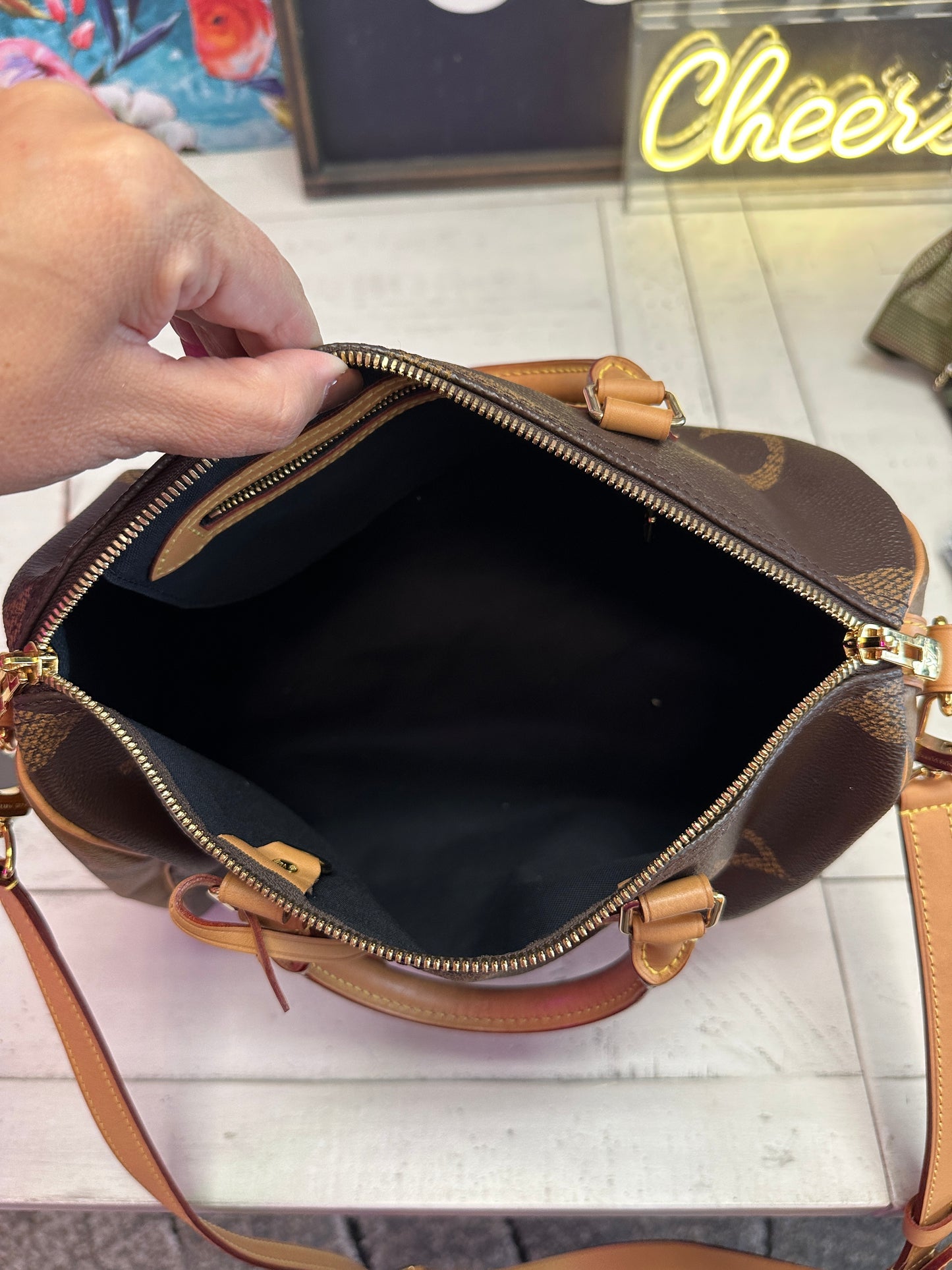 Pre Owned Louis Vuitton Monogram Giant Speedy Bandouliere PM