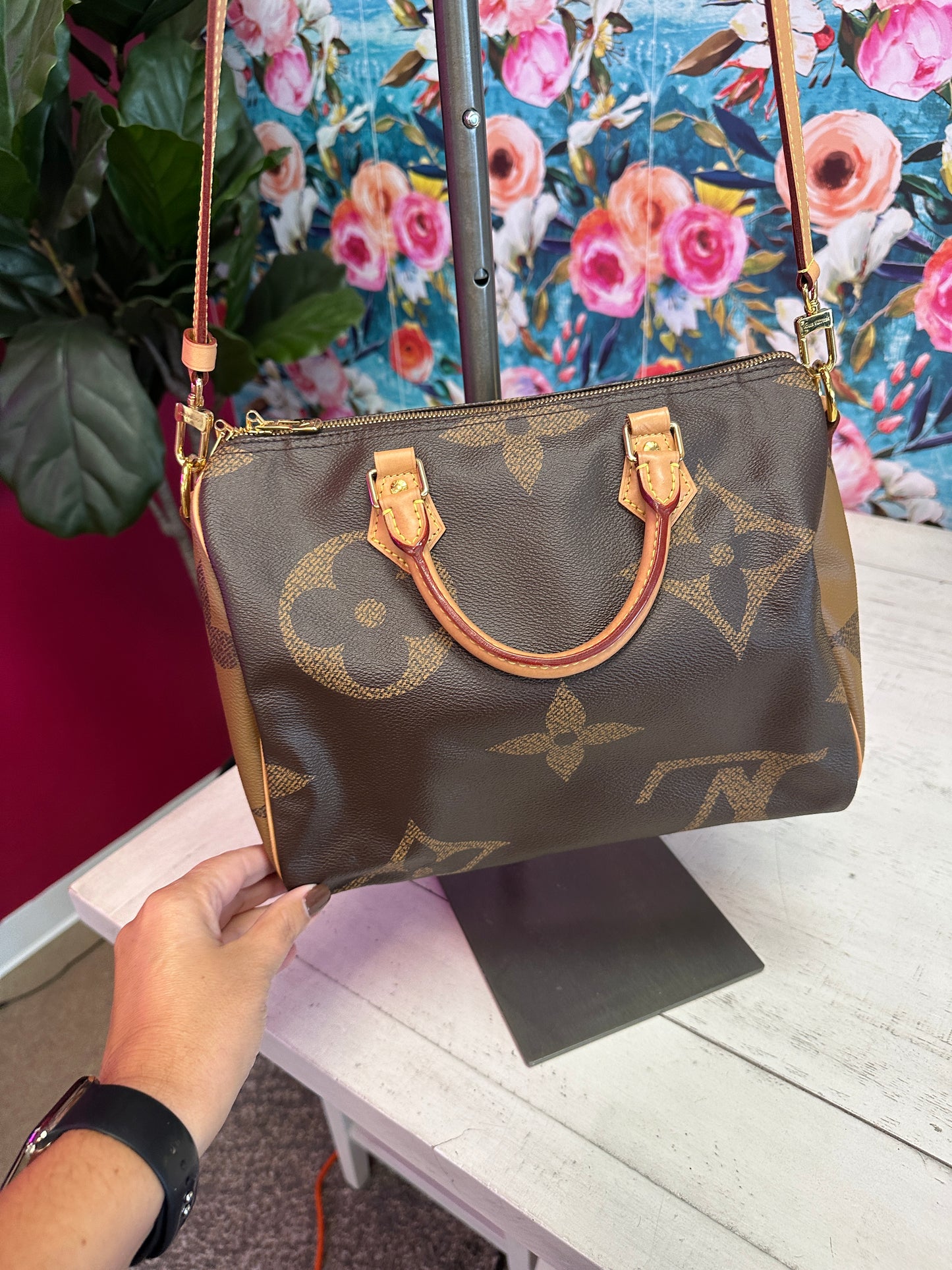 Pre Owned Louis Vuitton Monogram Giant Speedy Bandouliere PM