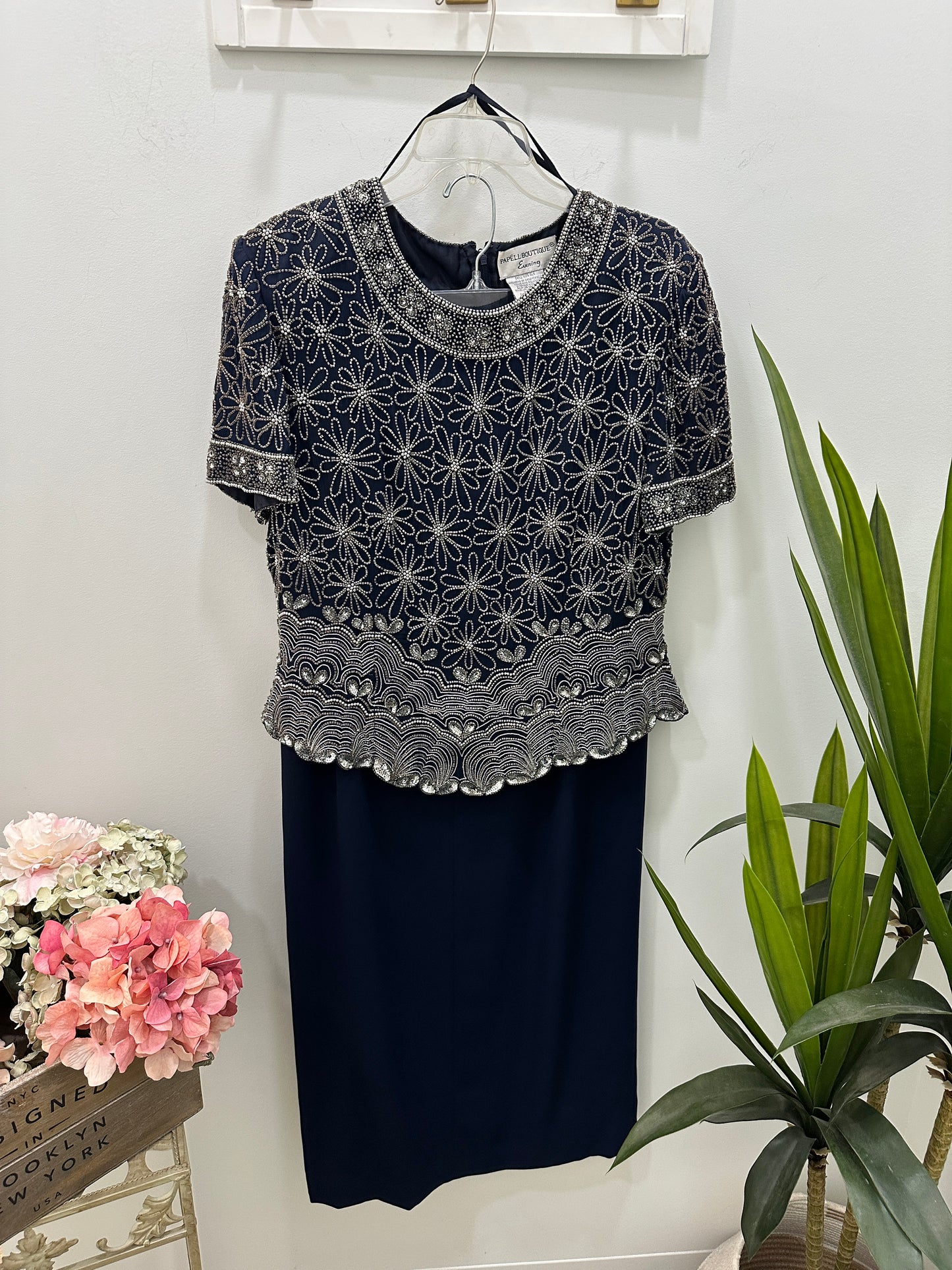 Vintage Papell Boutique Evening Beaded Gown
