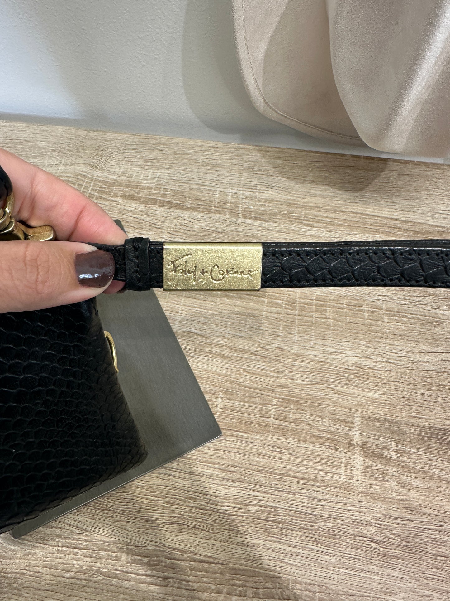 Pre Owned Foly + Corinna Black Snakeskin Crossbody