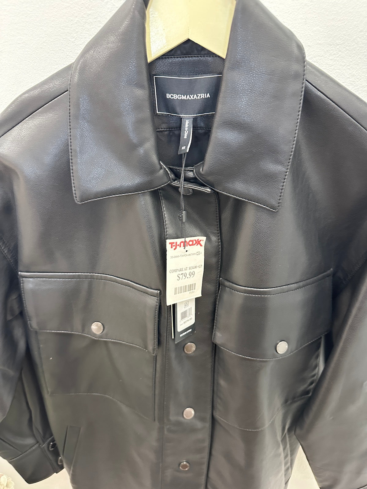 Pre Owned BCBG Black Faux Leather Jacket - New with Tags