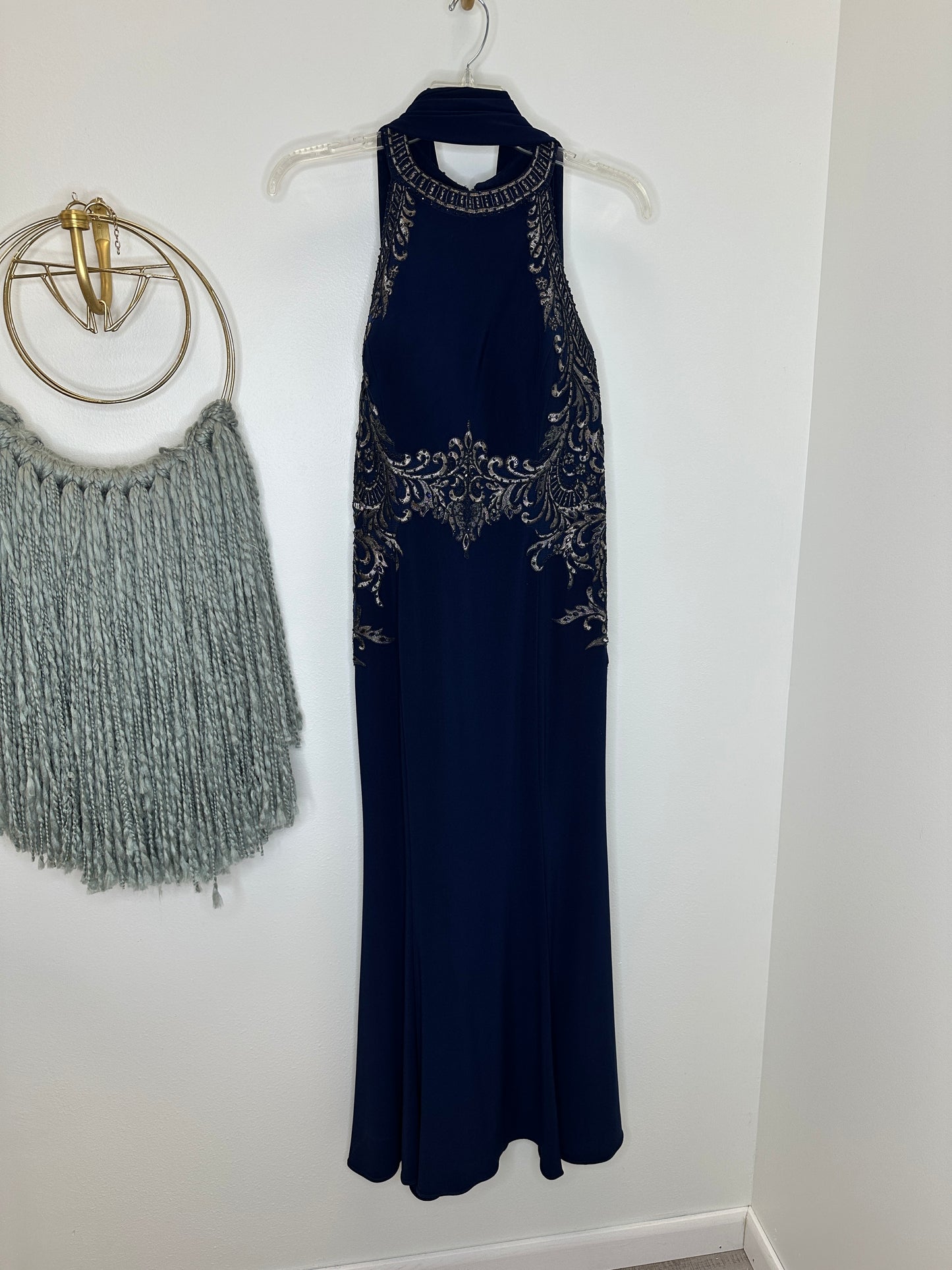 Pre Owned Madeline Gardner NY Navy Blue Gown