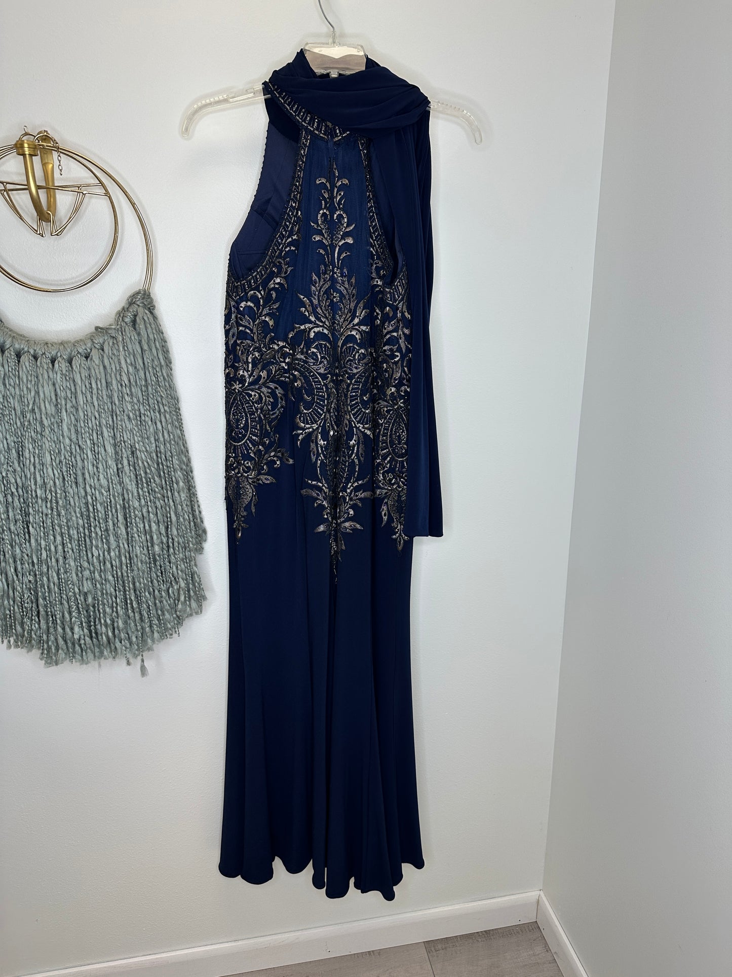 Pre Owned Madeline Gardner NY Navy Blue Gown