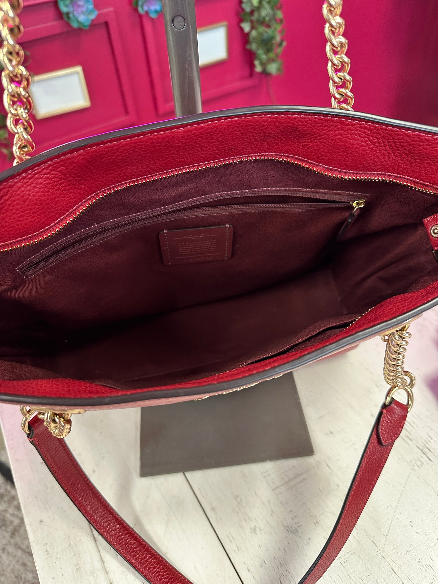 Pre Owned Coach Red Shoulder Bag