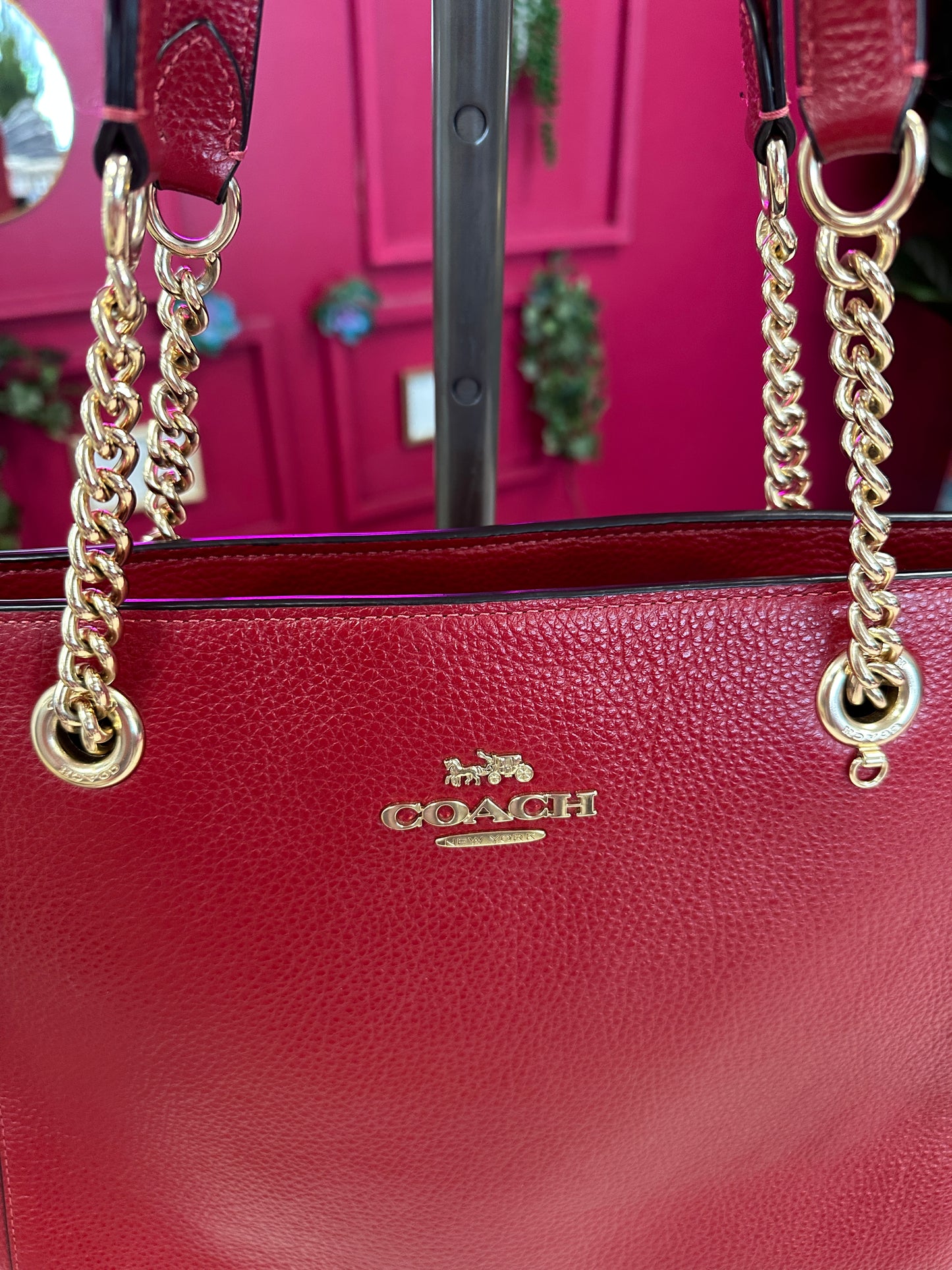 Pre Owned Coach Red Shoulder Bag