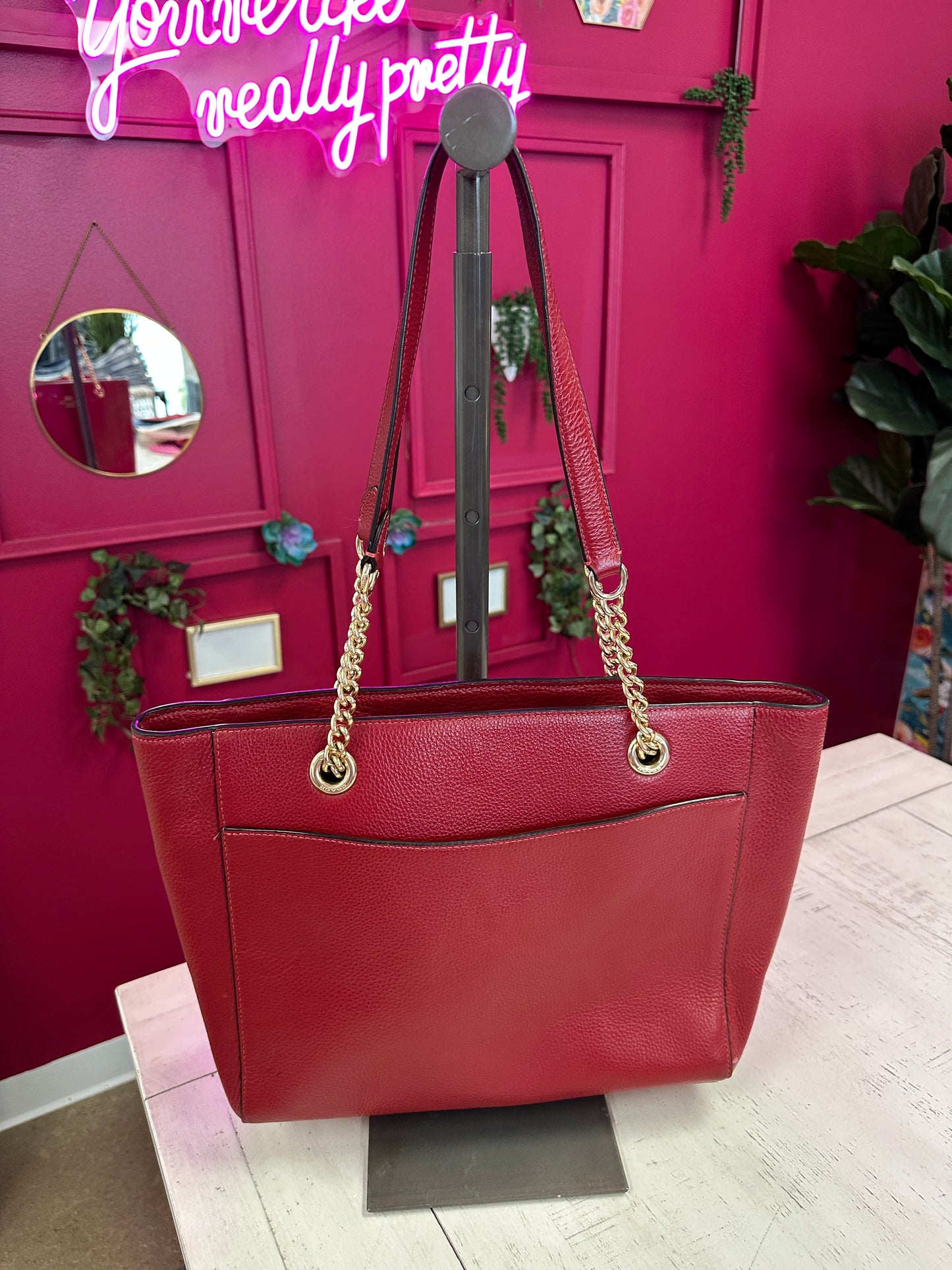 Pre Owned Coach Red Shoulder Bag