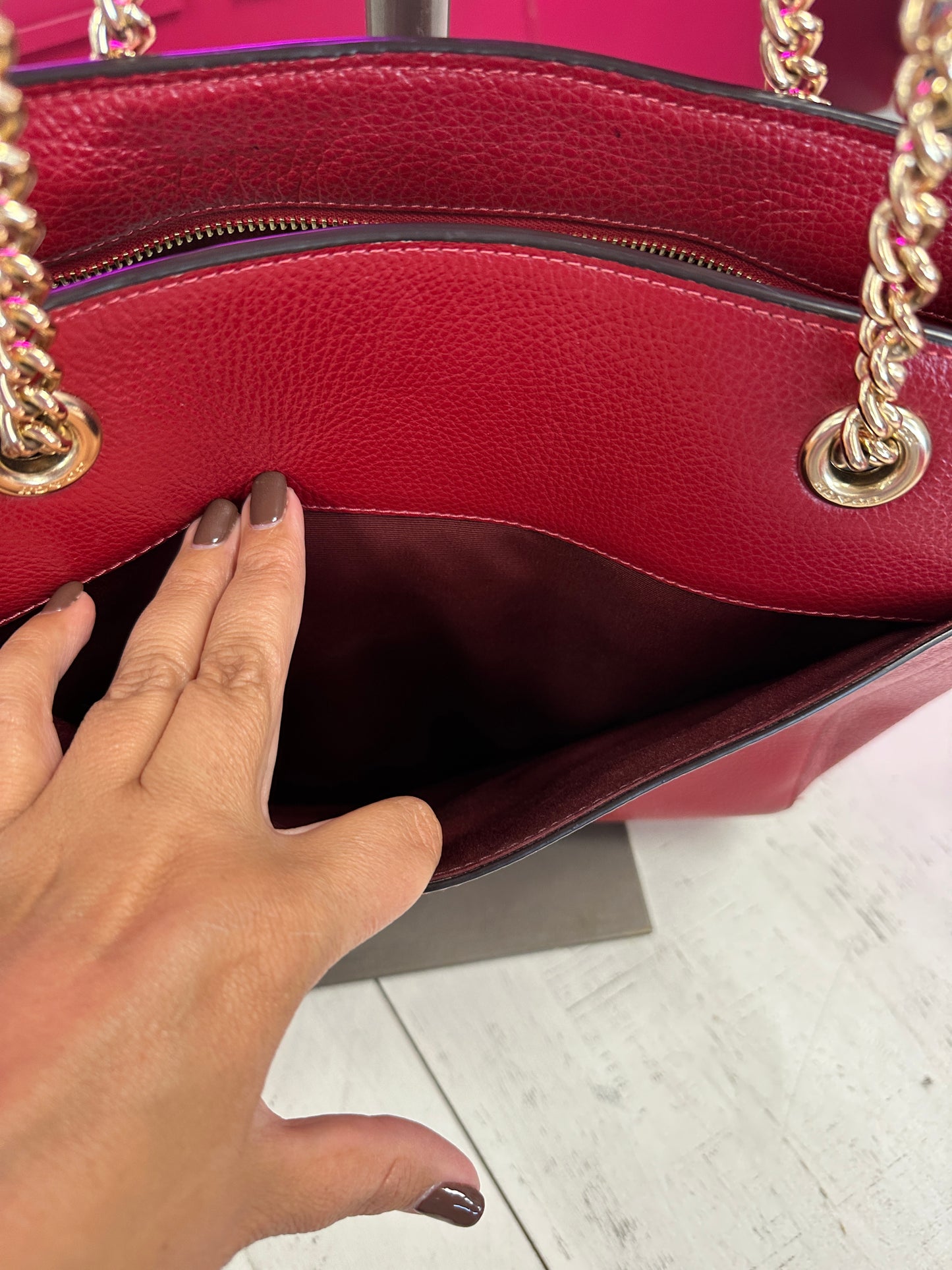 Pre Owned Coach Red Shoulder Bag