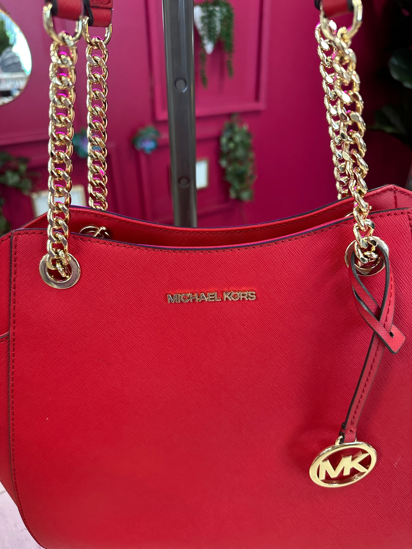Pre Owned Michael Kors Red Shoulder Bag