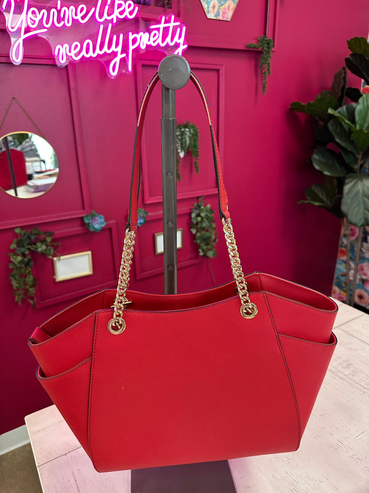 Pre Owned Michael Kors Red Shoulder Bag