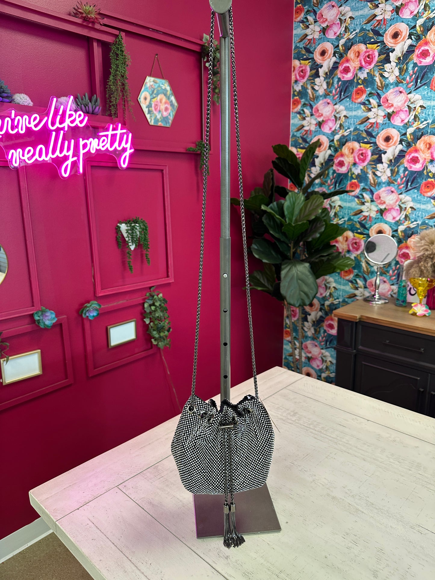 Trendy Little Evening Bag - Black and Silver