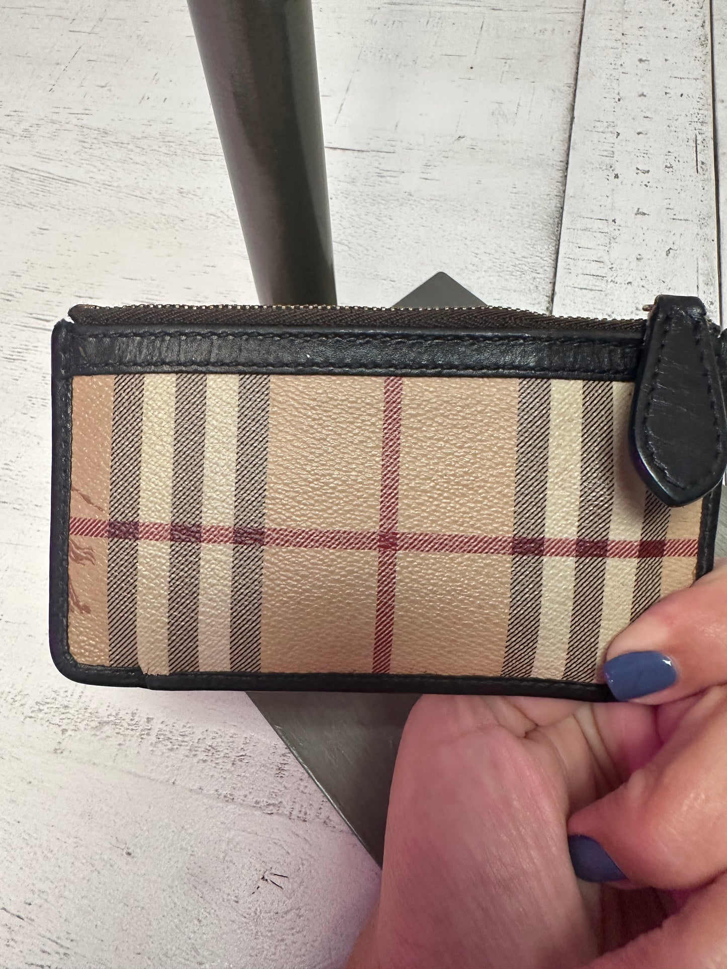 Pre Owned Burberry Haymarket Check Lindal Coin and Card Case