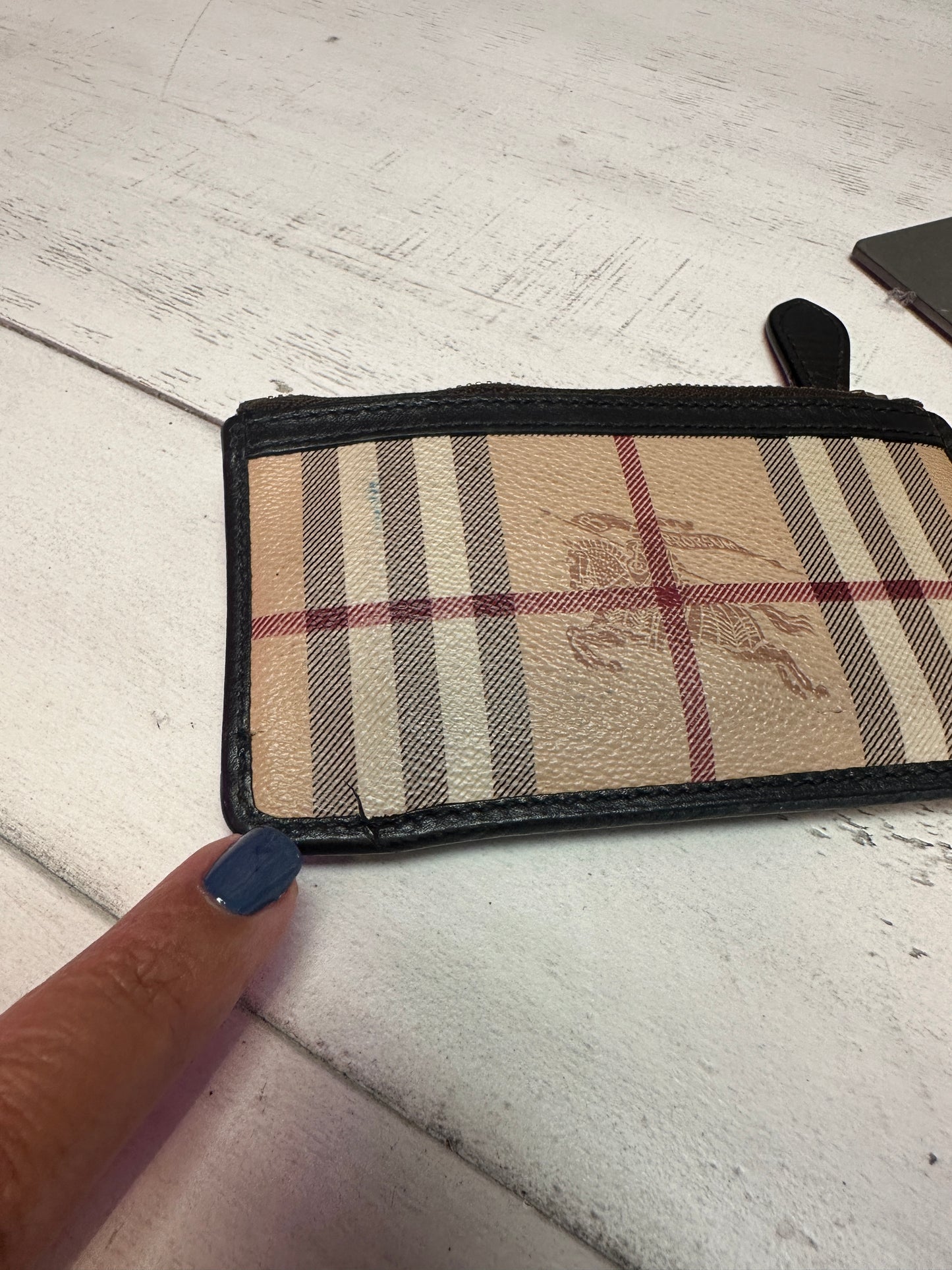 Pre Owned Burberry Haymarket Check Lindal Coin and Card Case