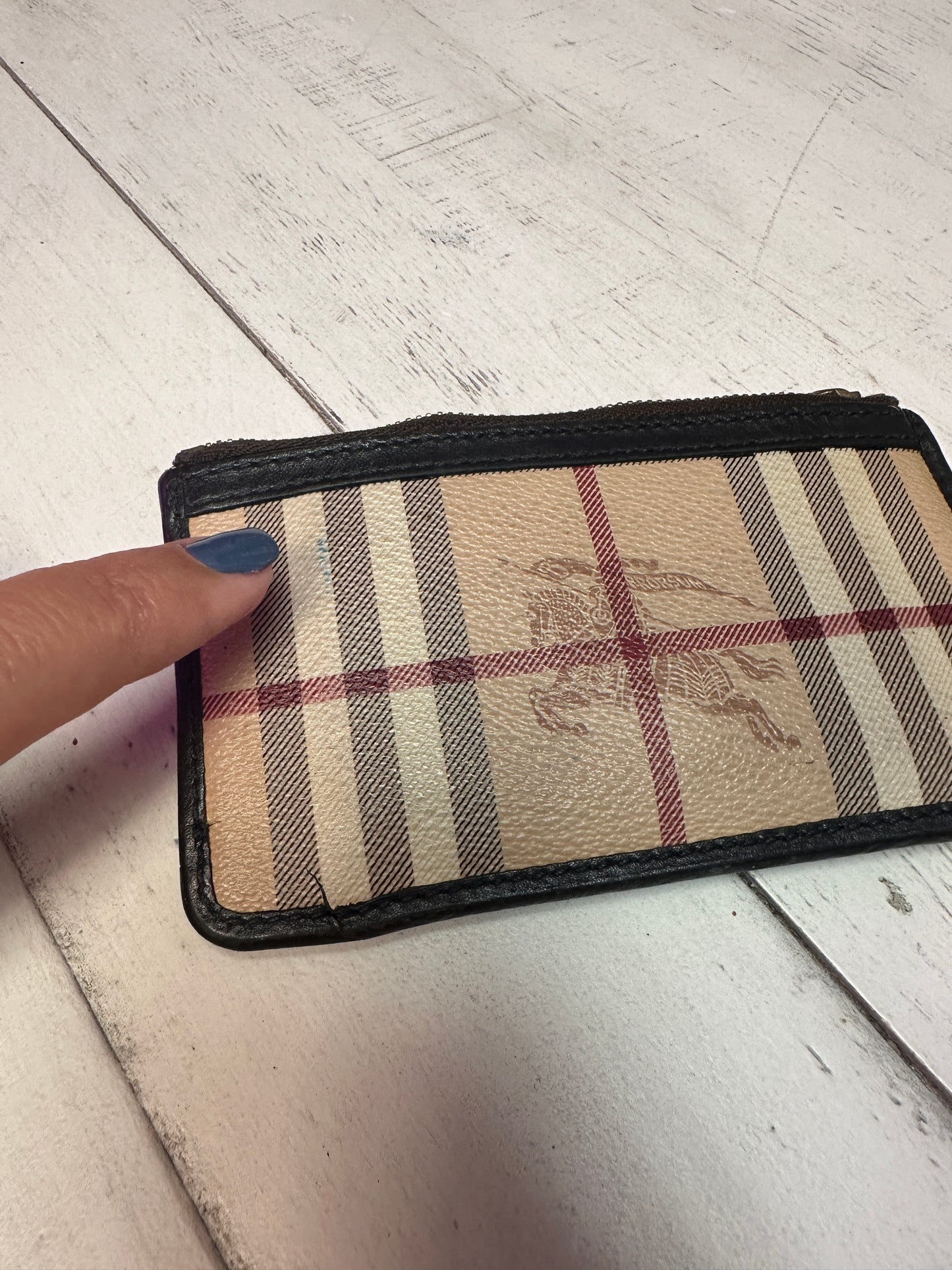 Pre Owned Burberry Haymarket Check Lindal Coin and Card Case