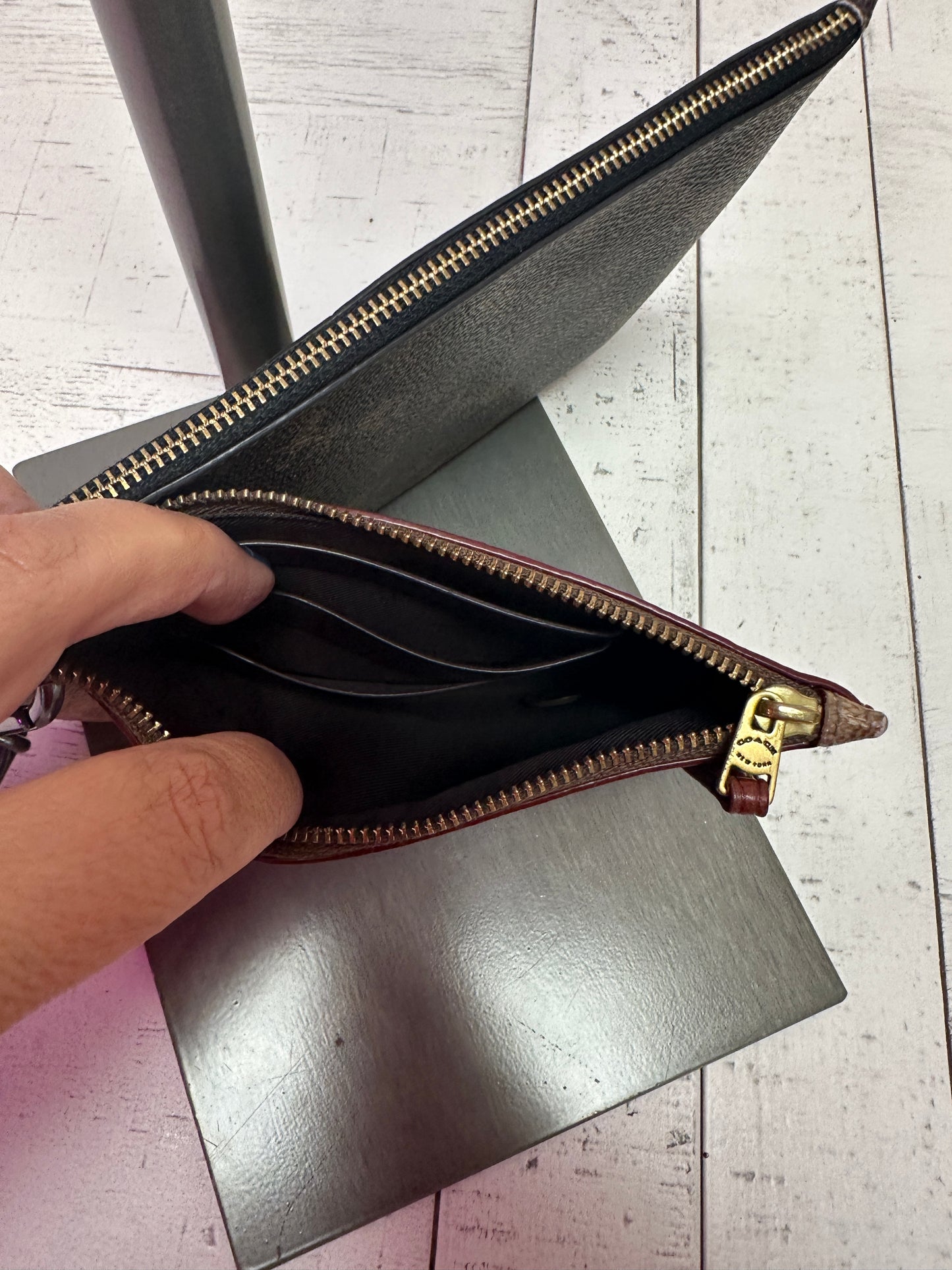 Pre Owned Coach Double Slim Wristlet NYC Skyline Special Edition