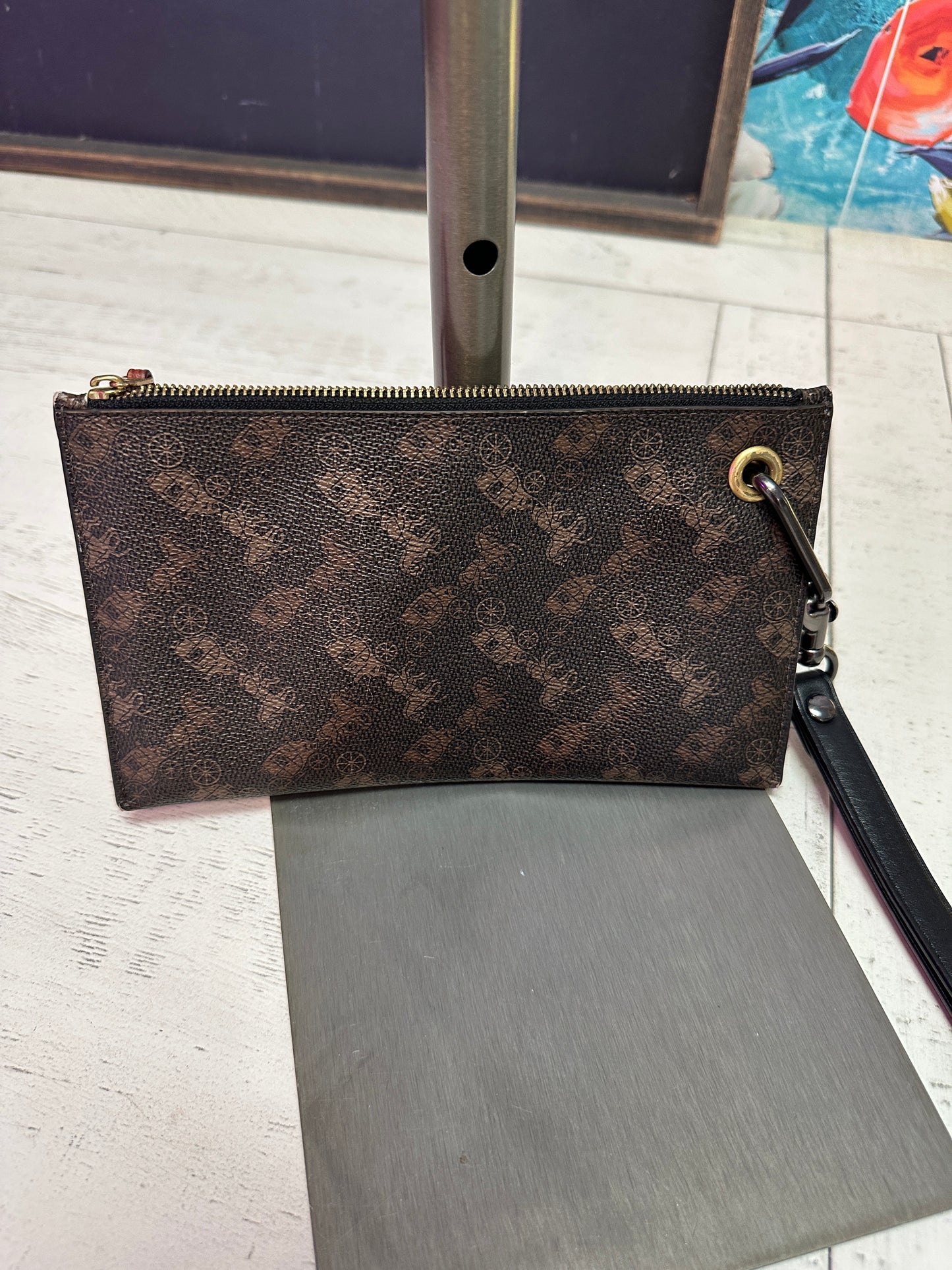 Pre Owned Coach Double Slim Wristlet NYC Skyline Special Edition