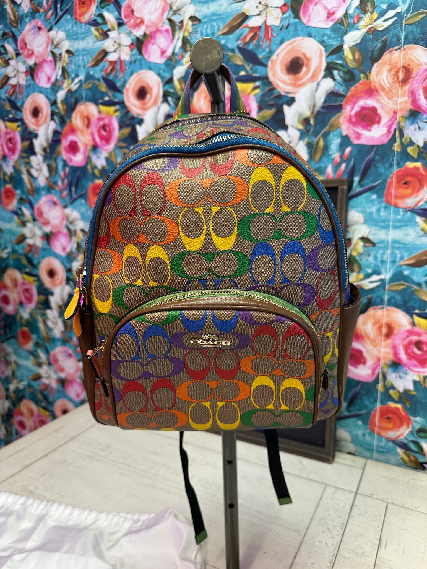 Pre Owned Coach Signature Rainbow Backpack
