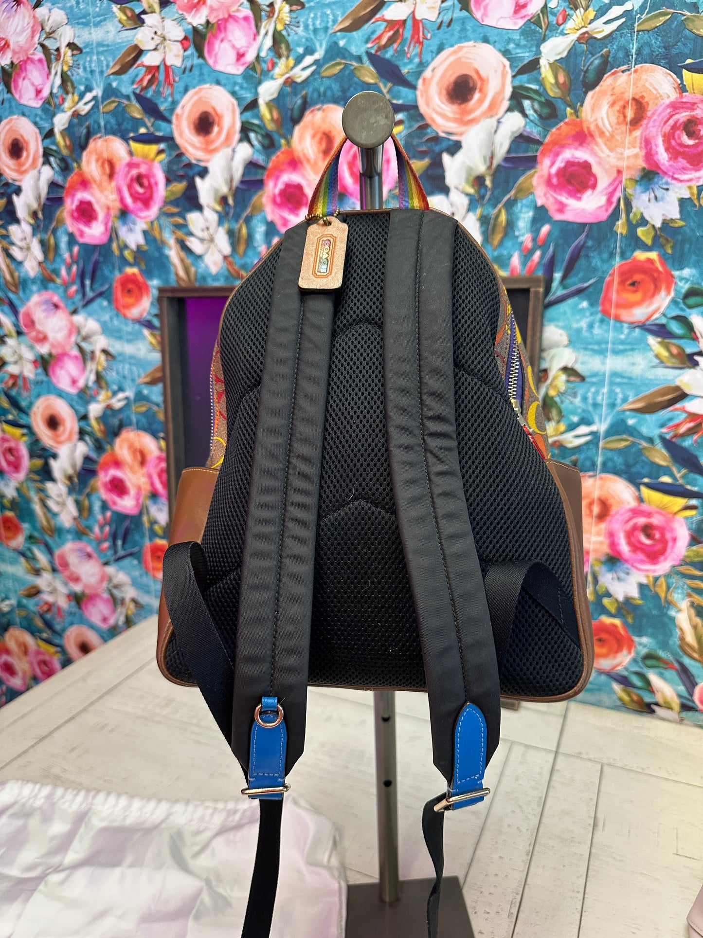 Pre Owned Coach Signature Rainbow Backpack