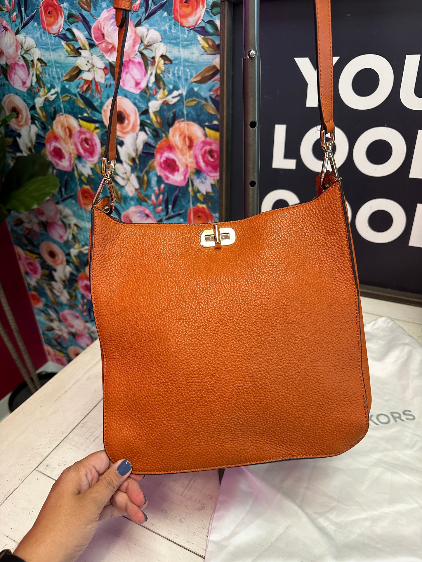Pre Owned Michael Kors Orange Leather