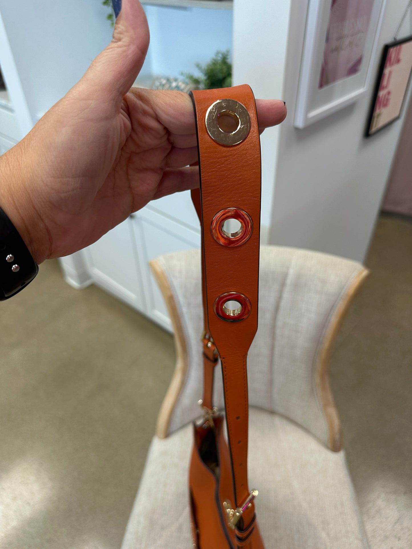 Pre Owned Michael Kors Orange Leather