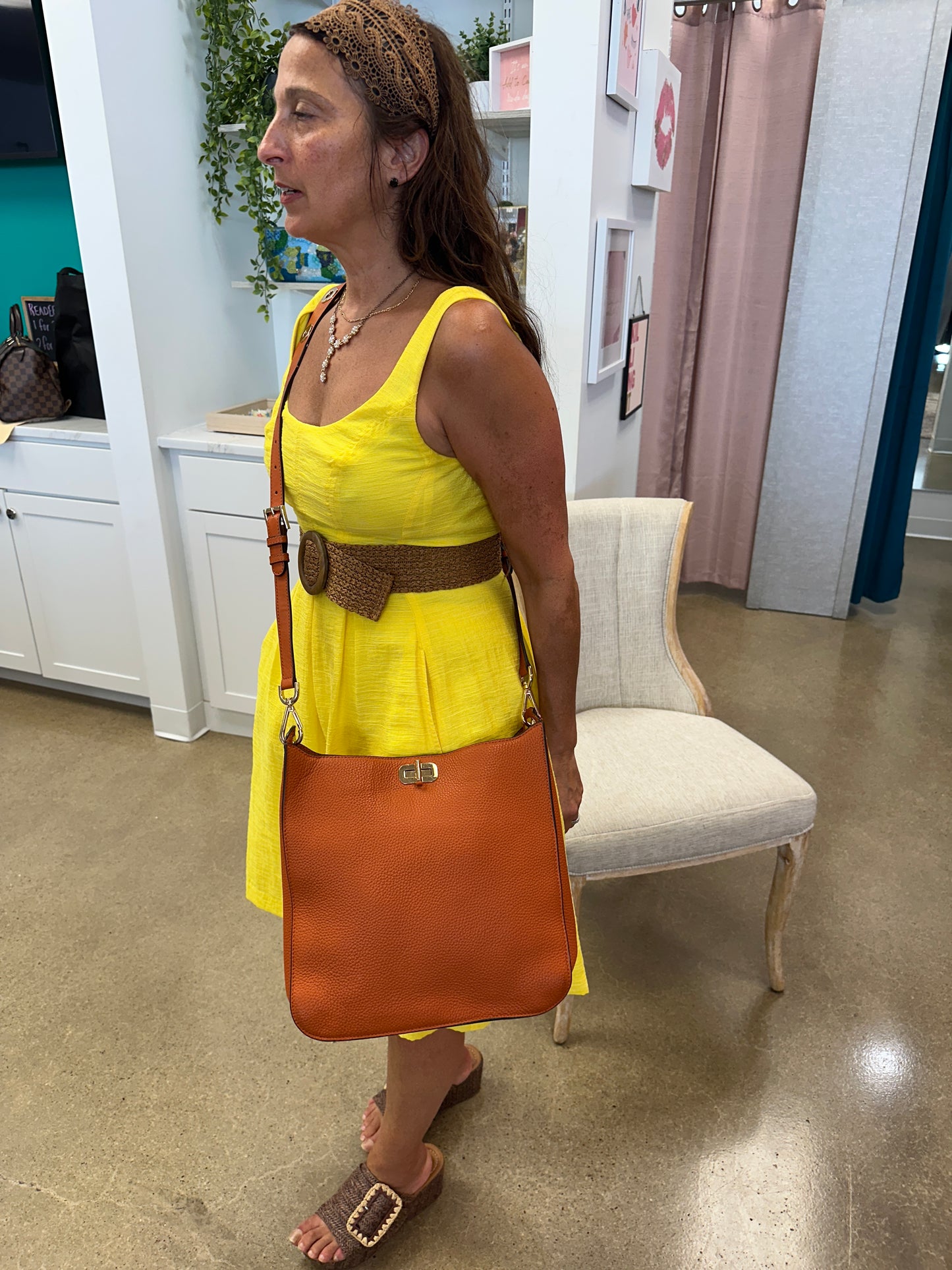 Pre Owned Michael Kors Orange Leather