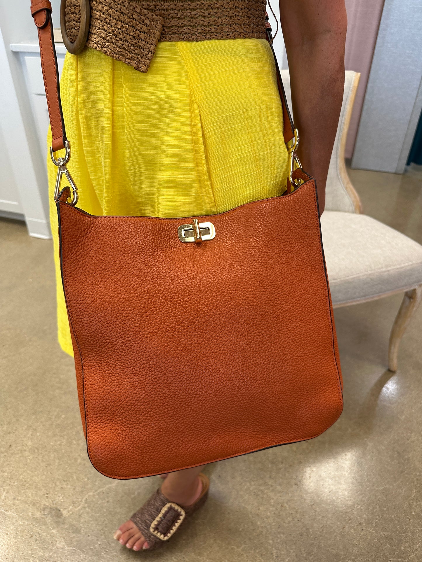 Pre Owned Michael Kors Orange Leather