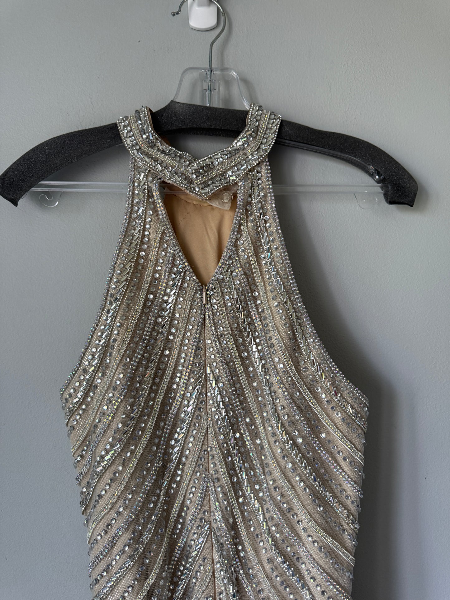 Jovani Halter Dress Size 8 Gold