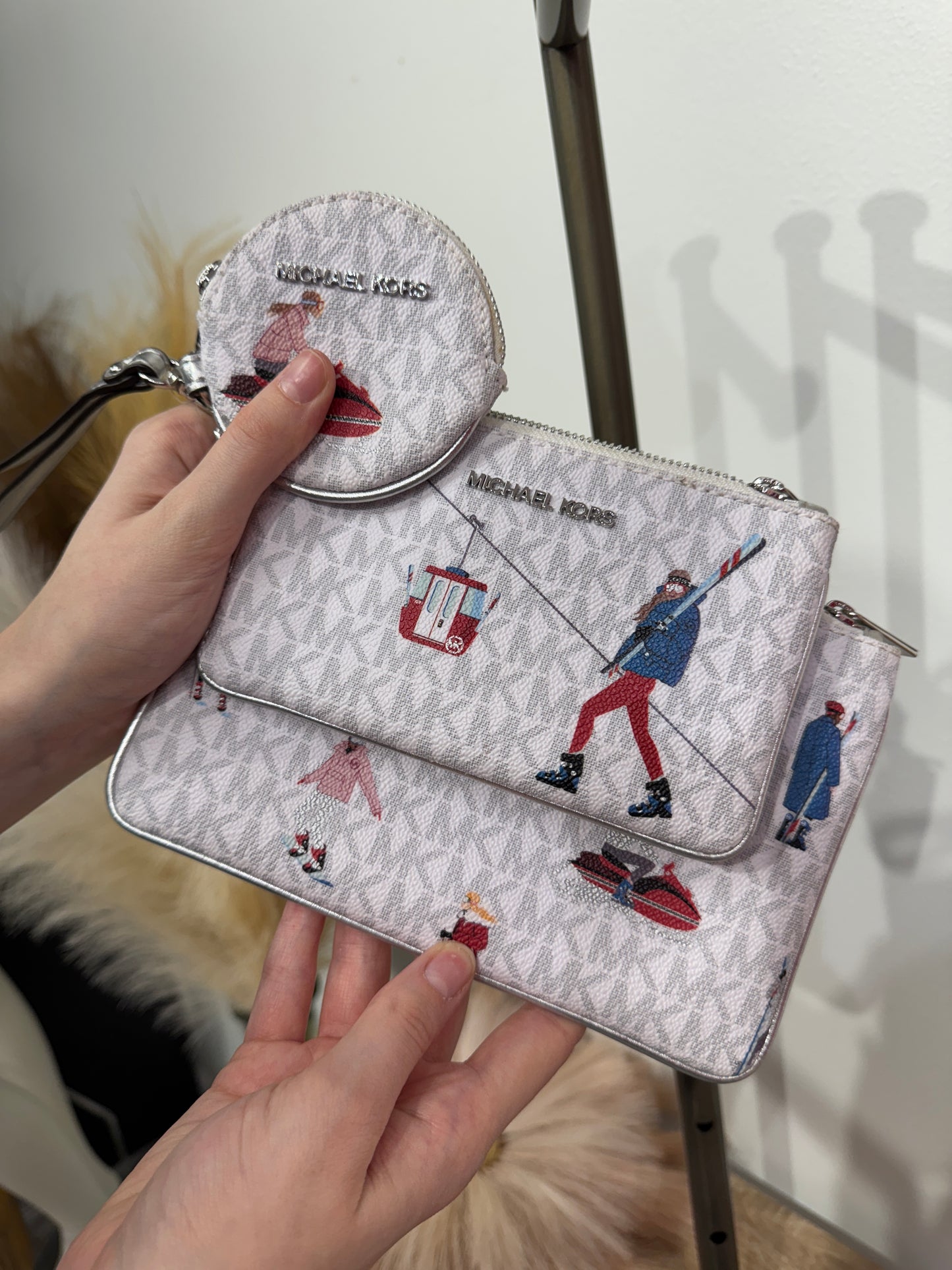 Pre Owned New with Tags Michael Kors Ski Bag and Wristlet Set Sold Separately