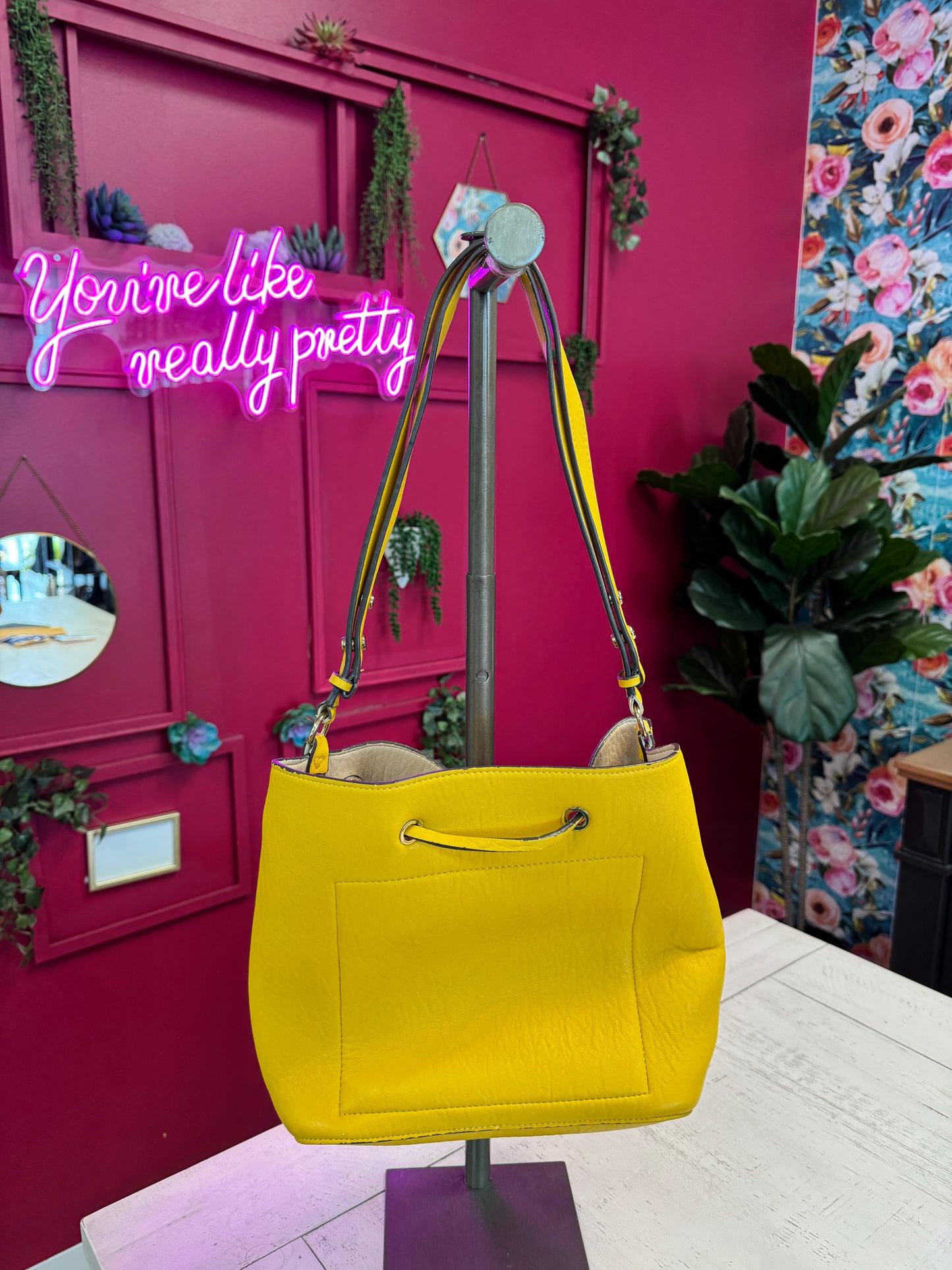 Pre Owned Yellow Calvin Klein Bucket Bag