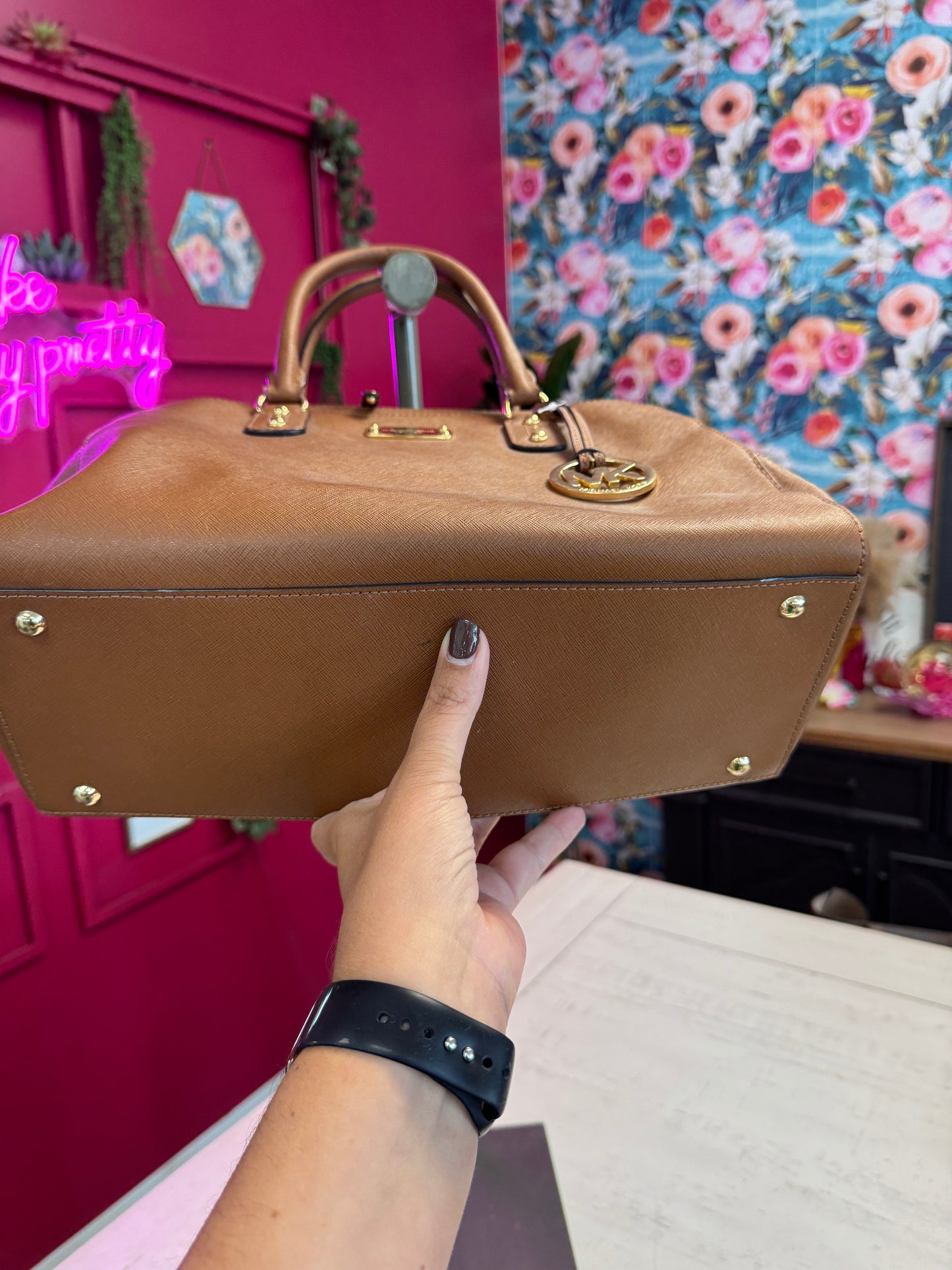 Pre Owned Michael Kors Small Duffle with Cross Body Strap