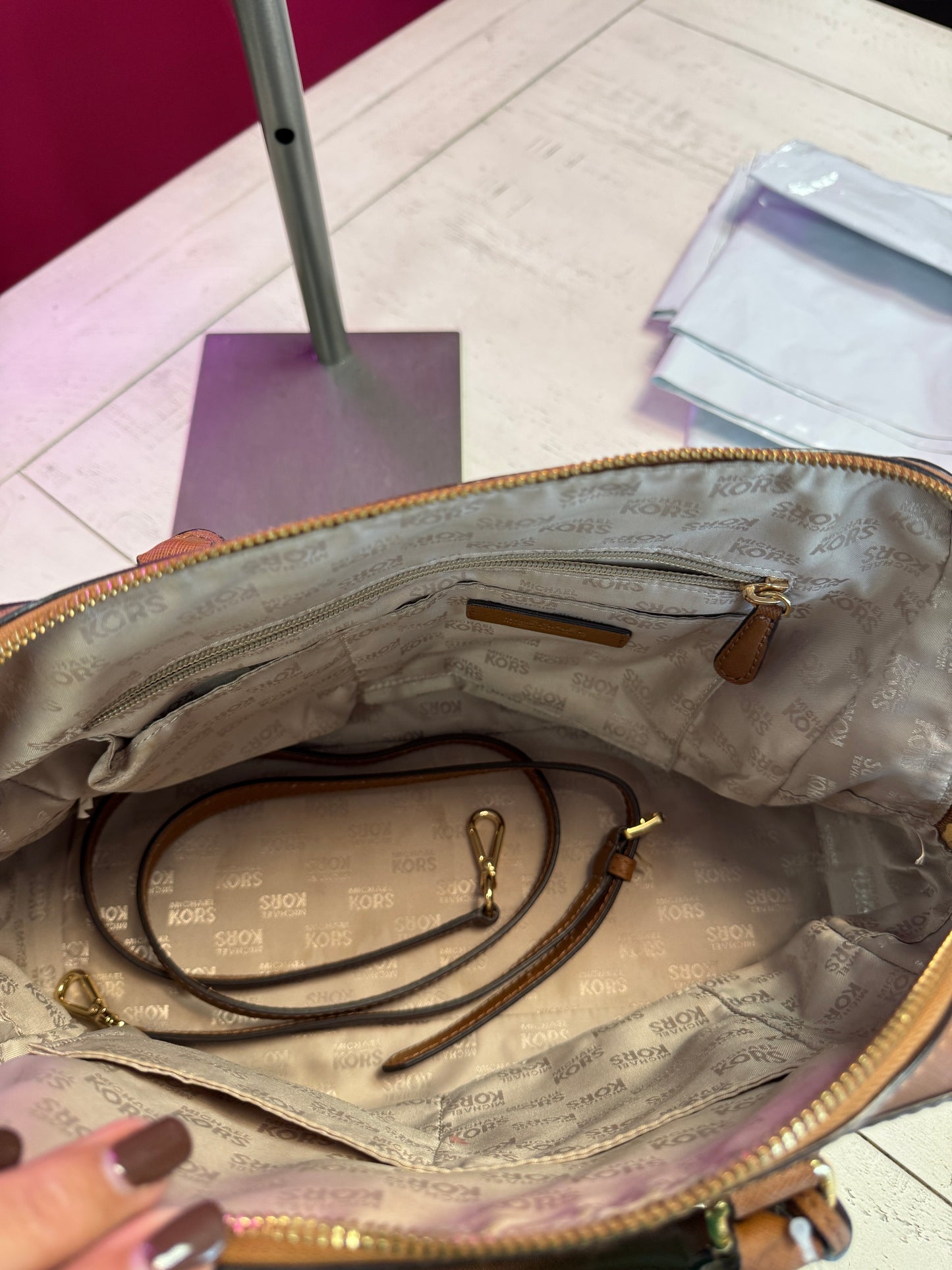 Pre Owned Michael Kors Small Duffle with Cross Body Strap