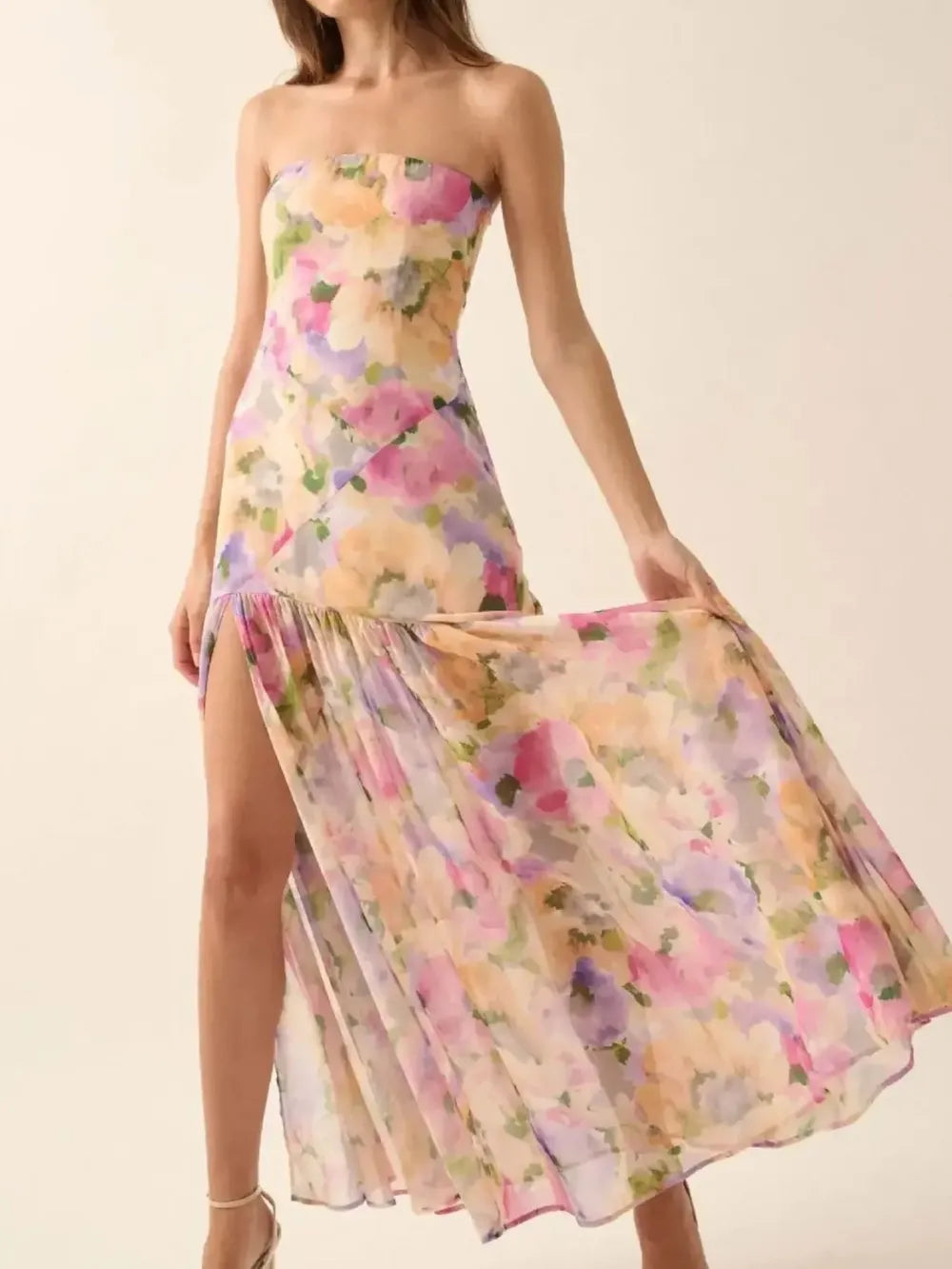 Strapless Floral Maxi Dress Size Small