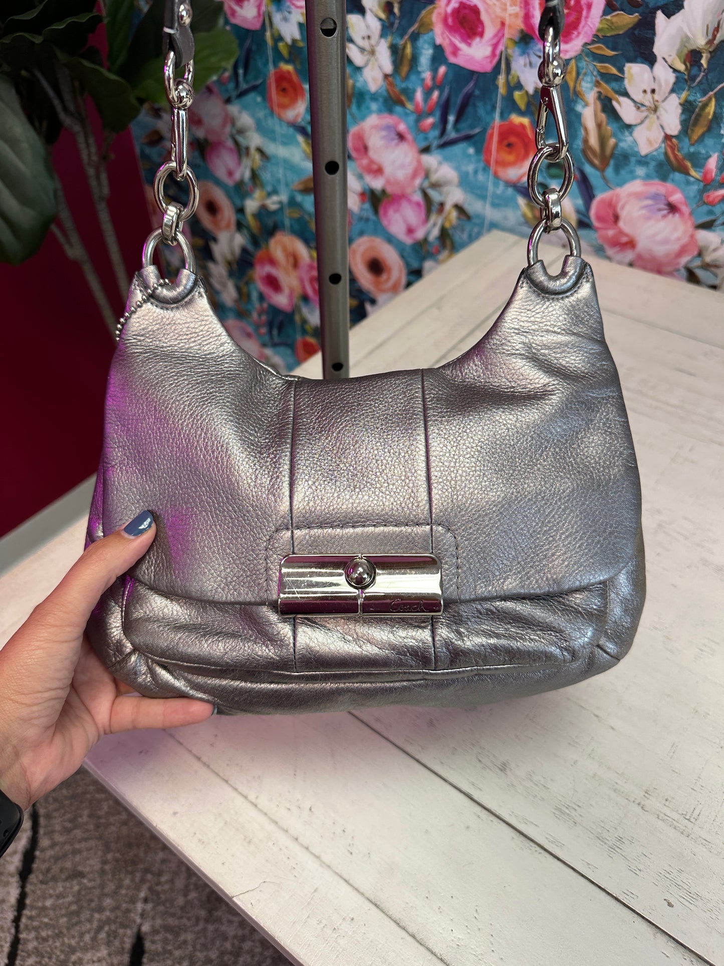 Pre Owned Coach Kristin Silver Bag