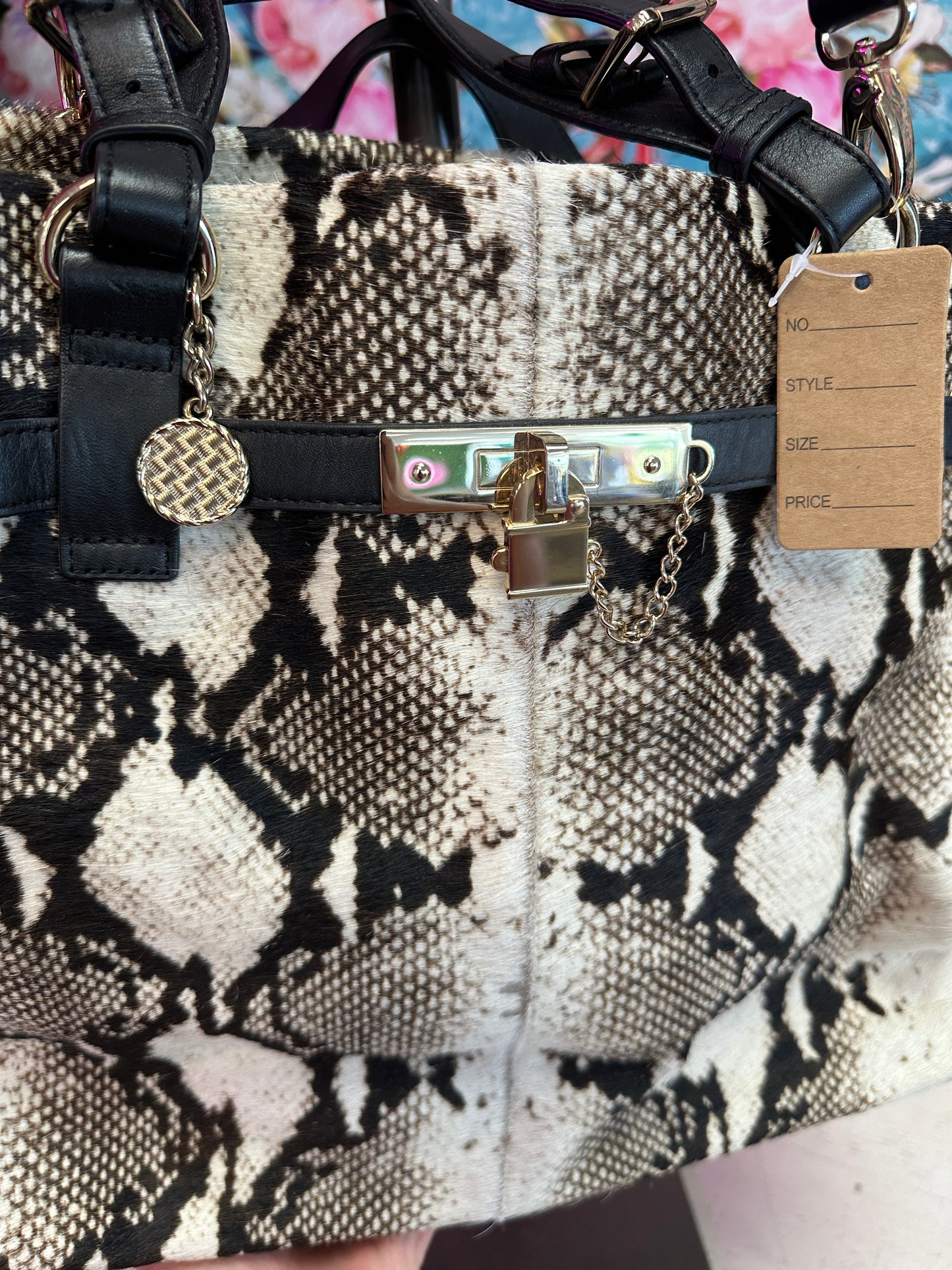 Pre Owned Reiss Bleek Padlock Calf Hair Tote