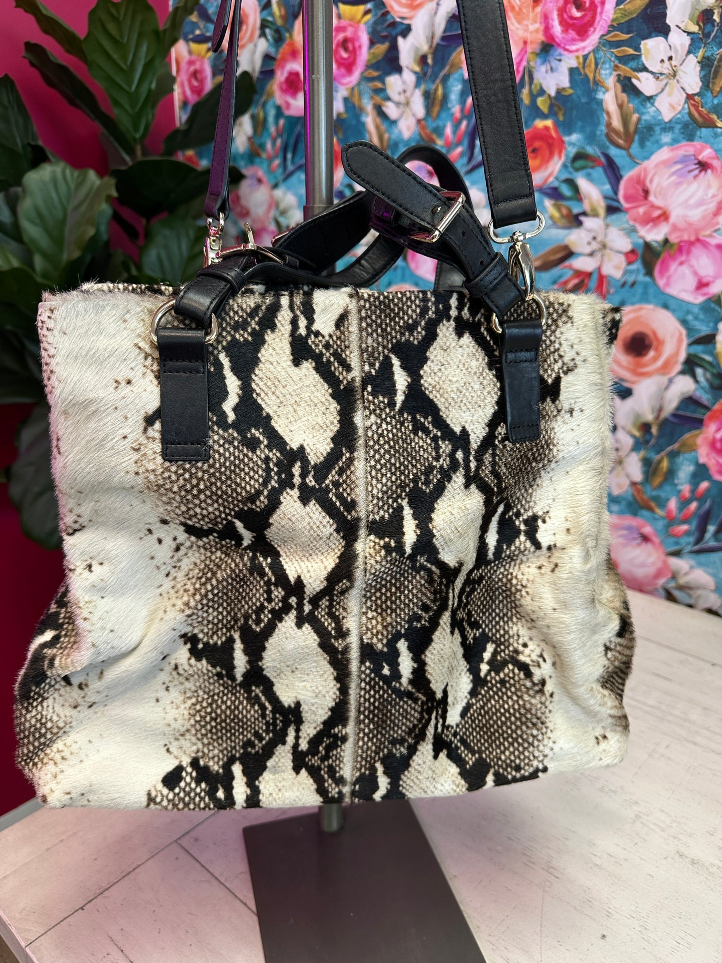 Pre Owned Reiss Bleek Padlock Calf Hair Tote