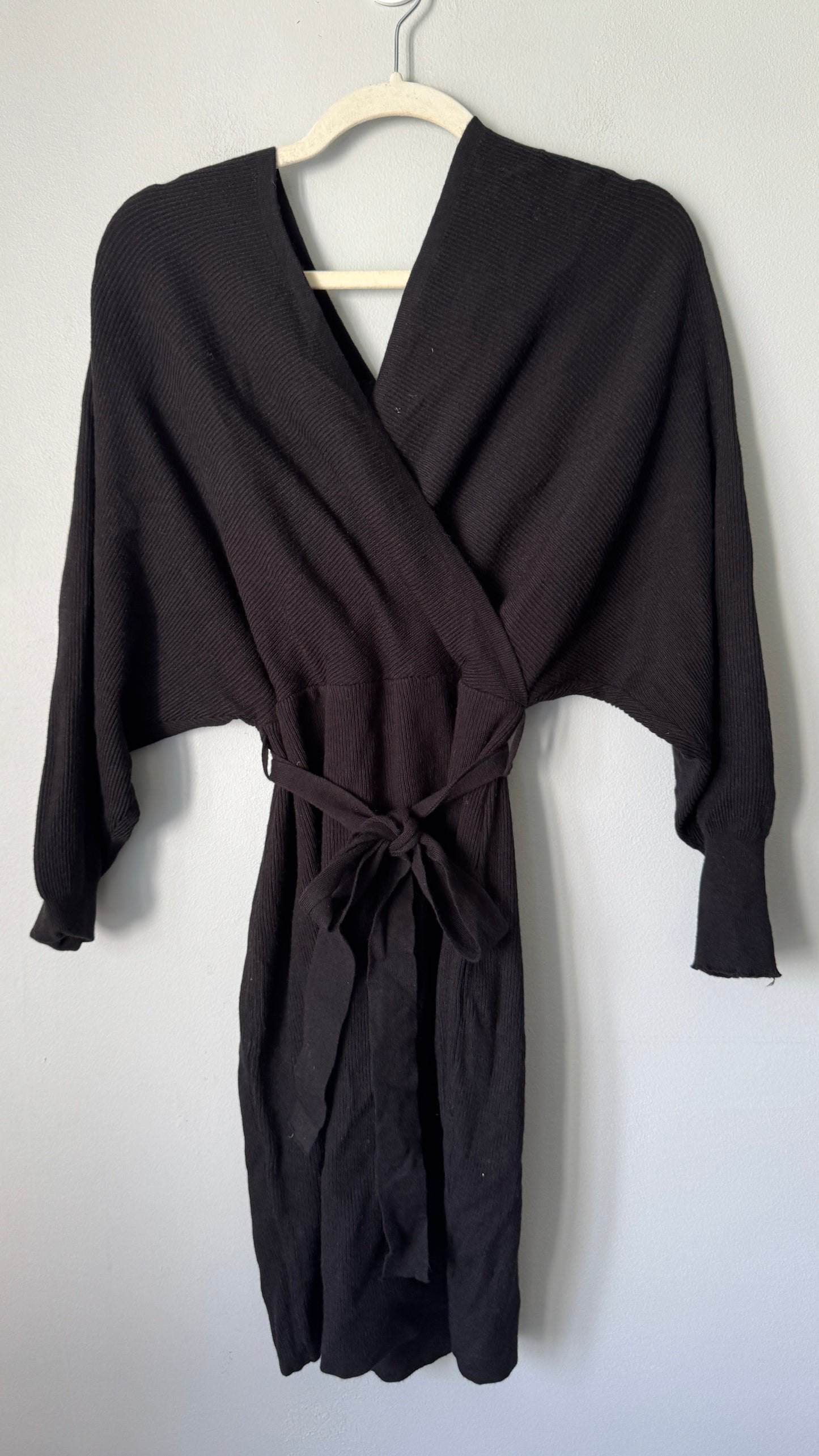 hem & Thread Black Sweater Dress Size L NWT