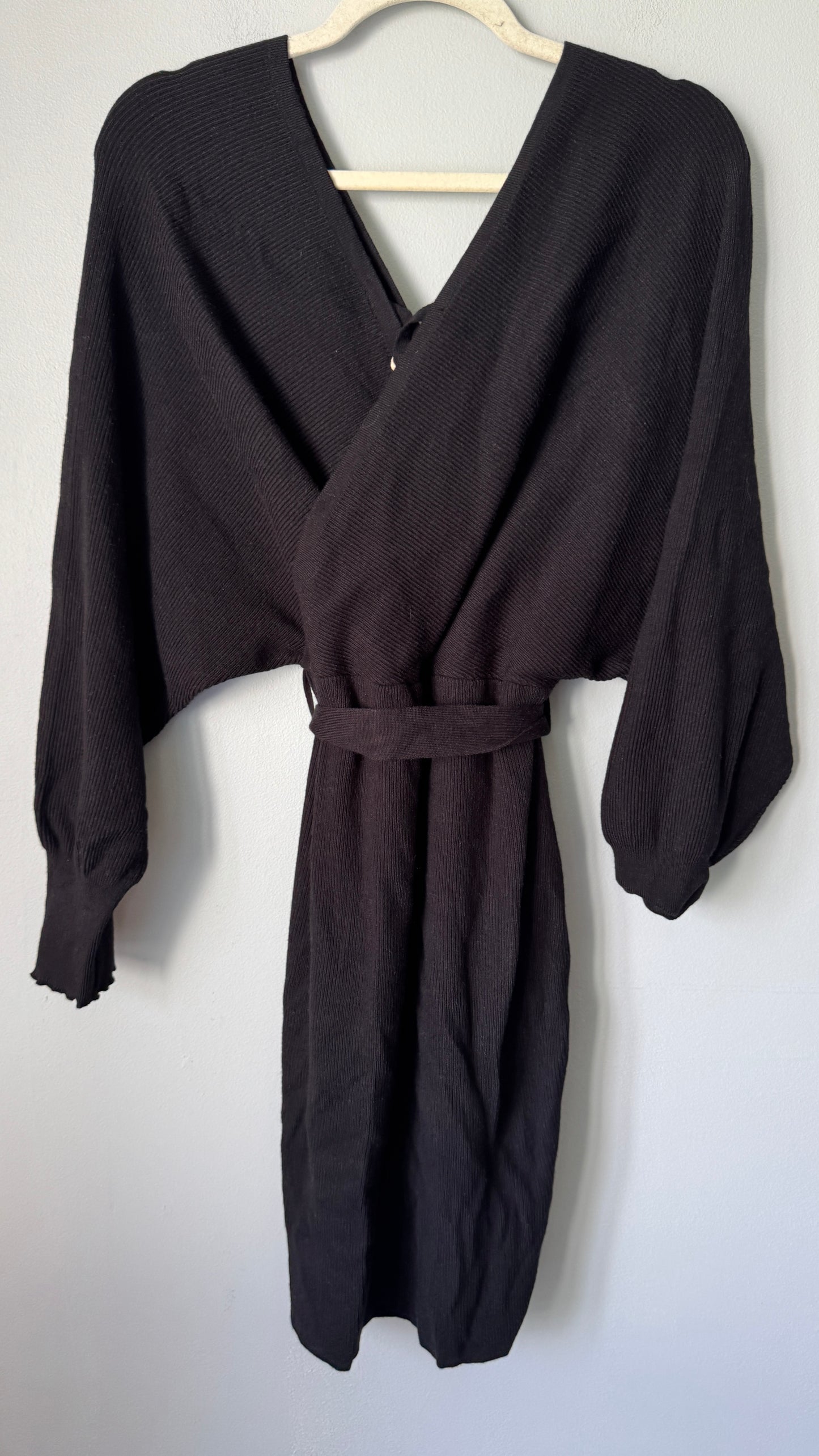 hem & Thread Black Sweater Dress Size L NWT