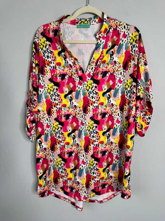 Sunshine & Rodeos Tunic Print Blouse Size L
