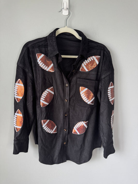 Football Sequin Button Down