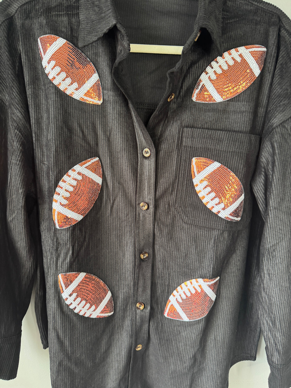 Football Sequin Button Down