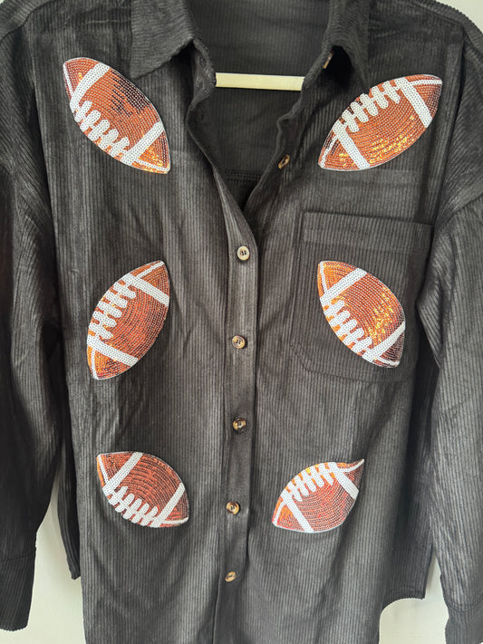 Football Sequin Button Down