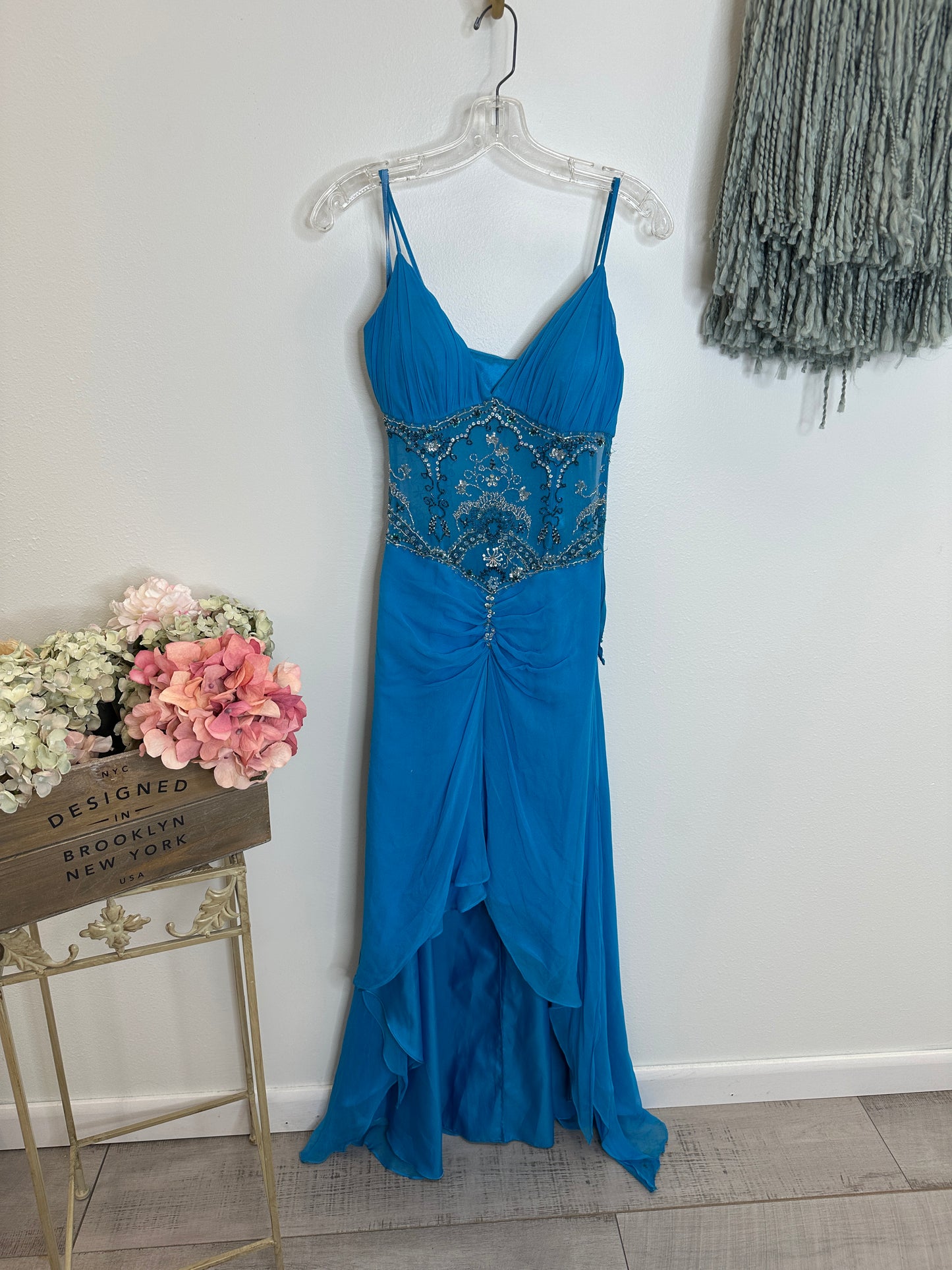 Pre Owned Blue Ruched Dress