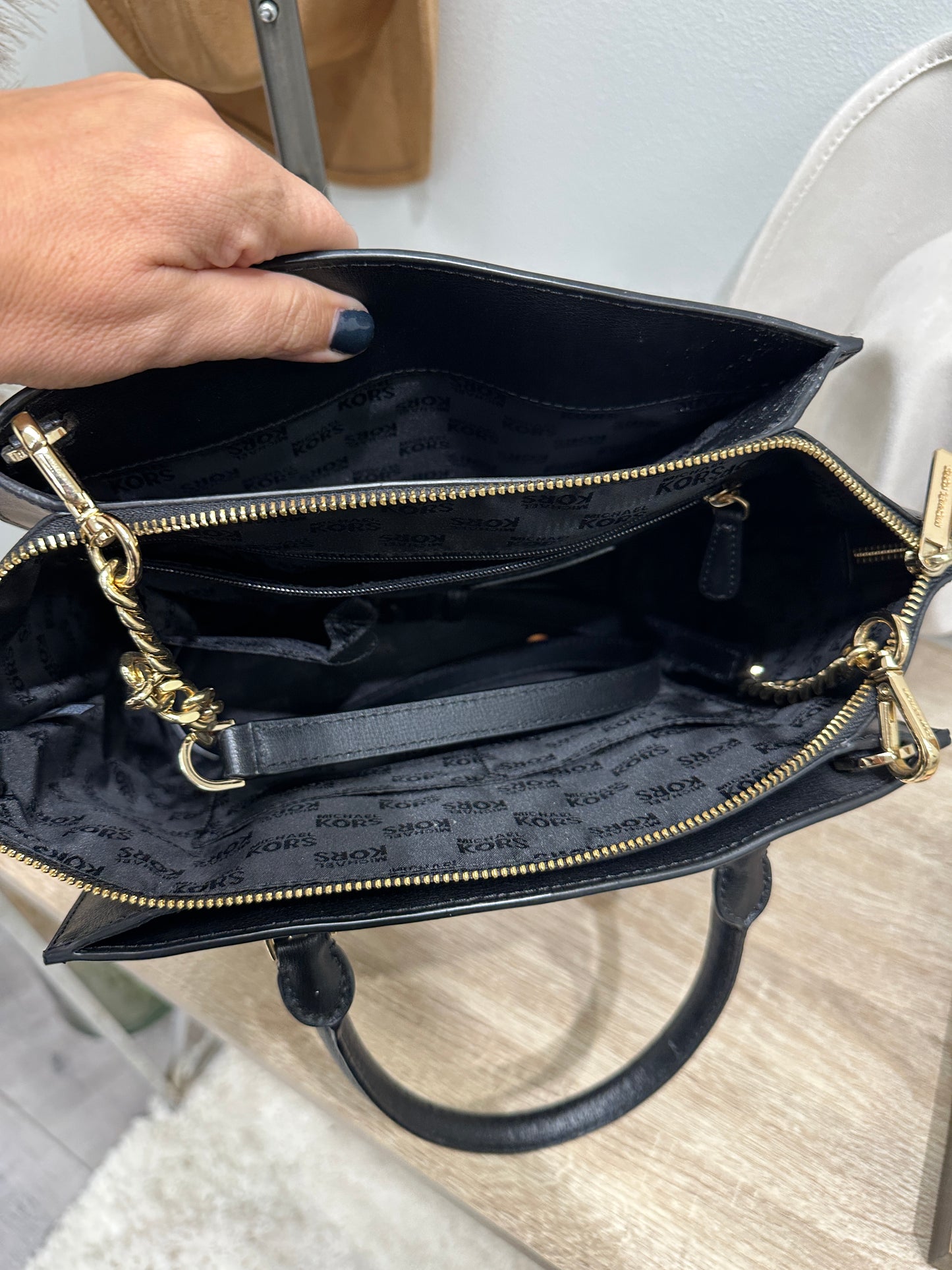 Pre Owned Designer Michael Kors Black Satchel