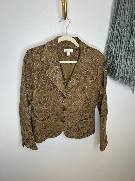 Pre Owned Christopher & Banks Olive Green Tapestry Jacket