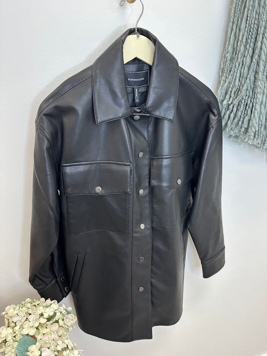 Pre Owned BCBG Black Faux Leather Jacket - New with Tags