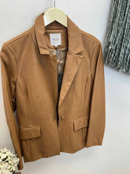 Pre Owned Le Lis Faux Leather Tan Blazer - New with Tags