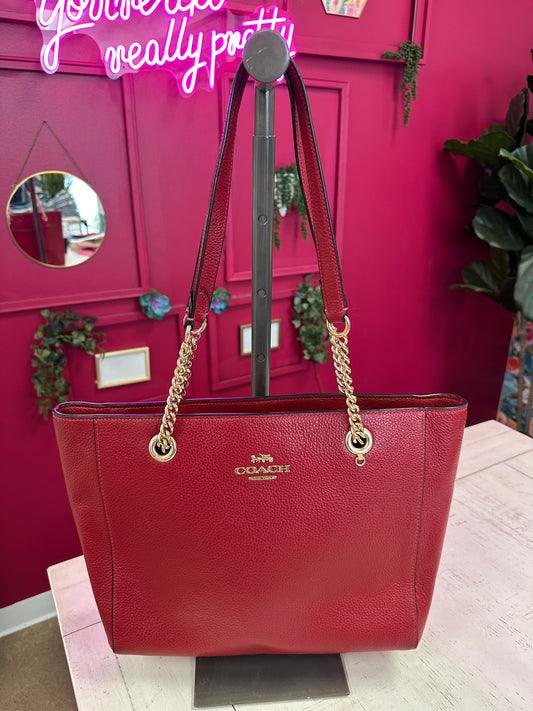 Pre Owned Coach Red Shoulder Bag